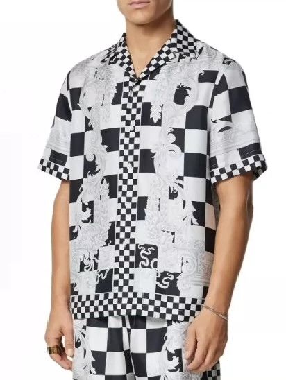 Versace Versace Printed plaid silk short-sleeved shirt Size US M / EU 48-50 / 2 - 1 Thumbnail