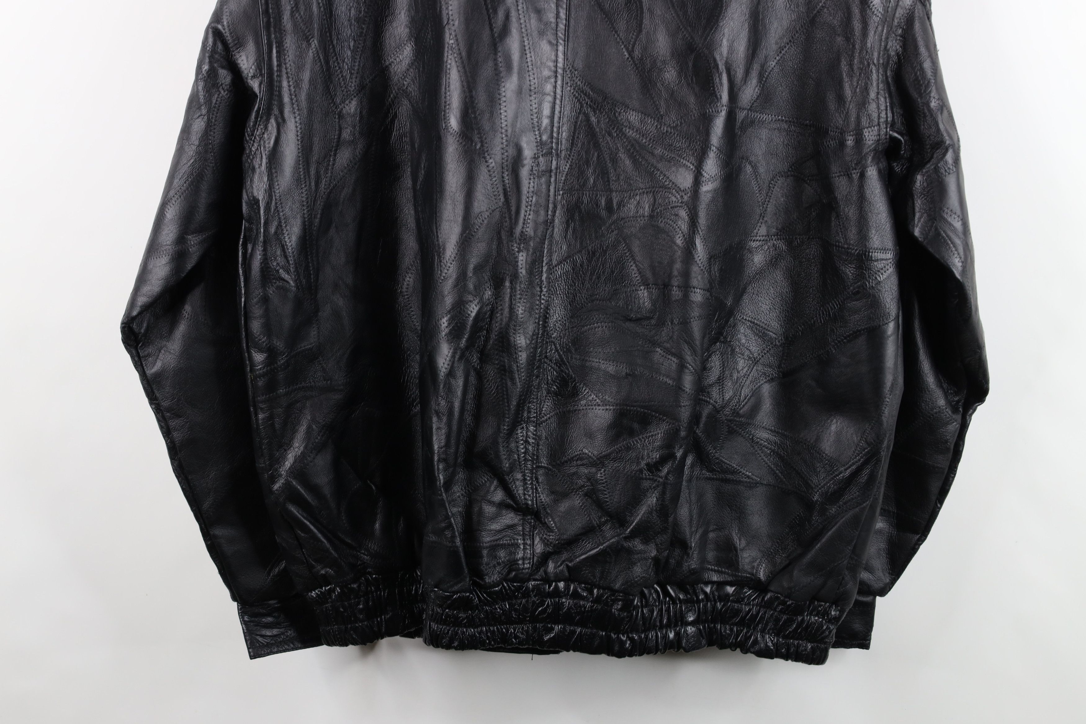 Vintage Vintage 90s Streetwear Patchwork Leather Bomber Jacket Black Size US XL / EU 56 / 4 - 14 Thumbnail