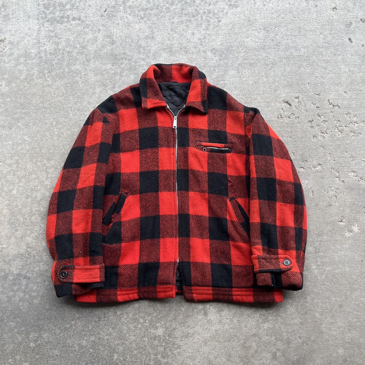 Vintage 1950s 60s Buffalo Plaid Work Jacket Size US L / EU 52-54 / 3 - 1 Thumbnail