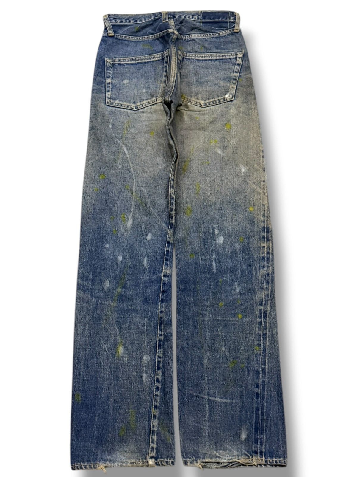 Denime Vintage 90s Denime Crazy Fade, Paint Splatter Selvedge | W27 Size US 27 - 3 Thumbnail