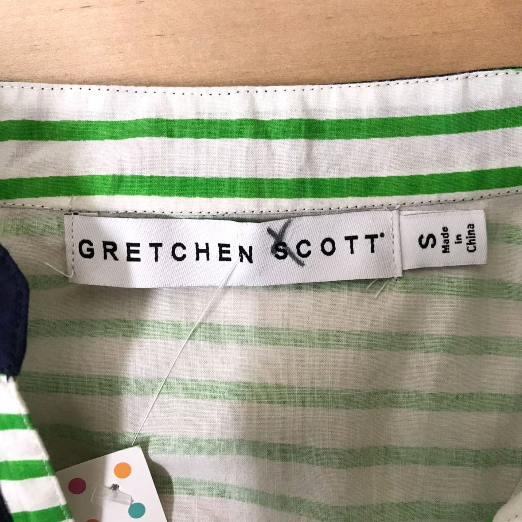 Vintage GRETCHEN SCOTT WOMEN'S SMALL V NECK TUNIC GREEN/WHITE Size S / US 4 / IT 40 - 7 Thumbnail
