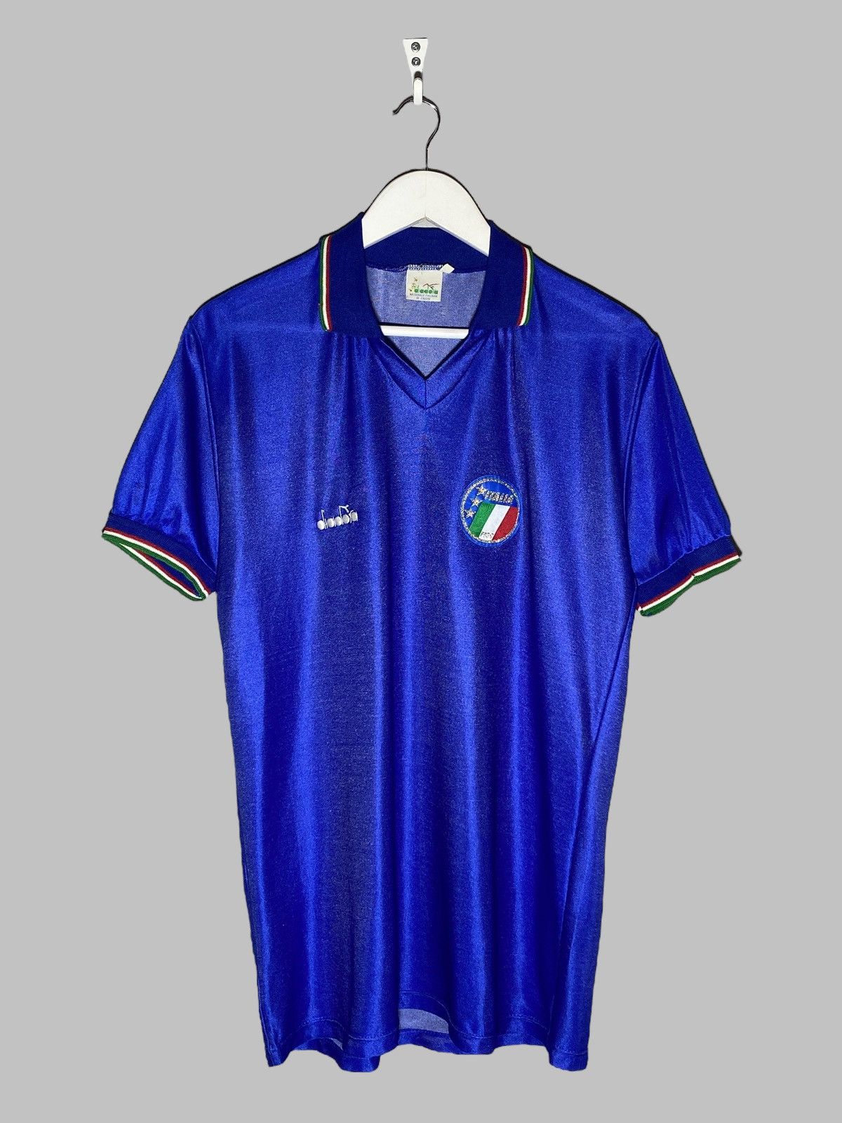 Diadora Vintage 80s Italy National Team Football Shirt Jeraey Blue Size US L / EU 52-54 / 3 - 1 Thumbnail