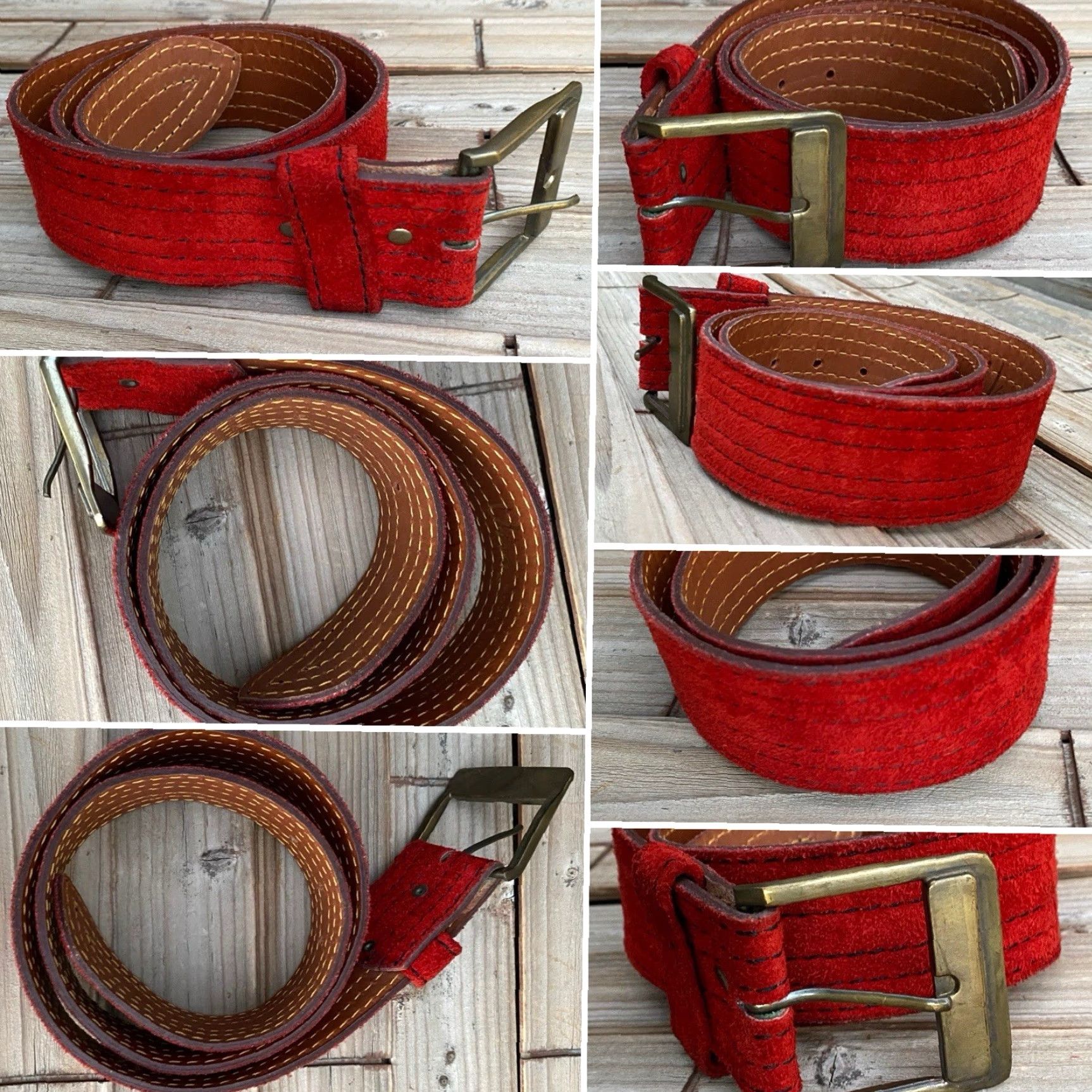 Vintage Vera Belt Red Suede Western Boho 70s 80s L Women Waist Belt Vintage Taiwan Slip-on Style Cowgirl Shirt Accessories Size ONE SIZE - 2 Thumbnail