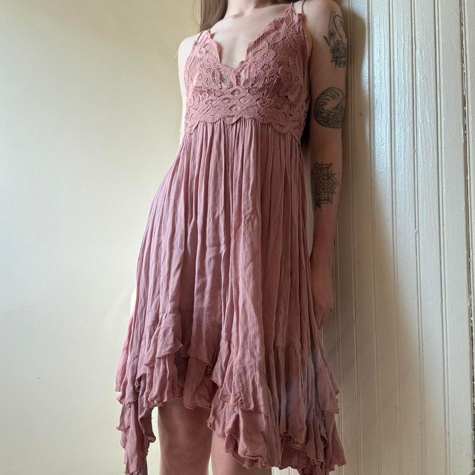 Free People Free People FP One Boho Mauve Dress XS Hippie Fairycore Size XS / US 0-2 / IT 36-38 - 2 Thumbnail