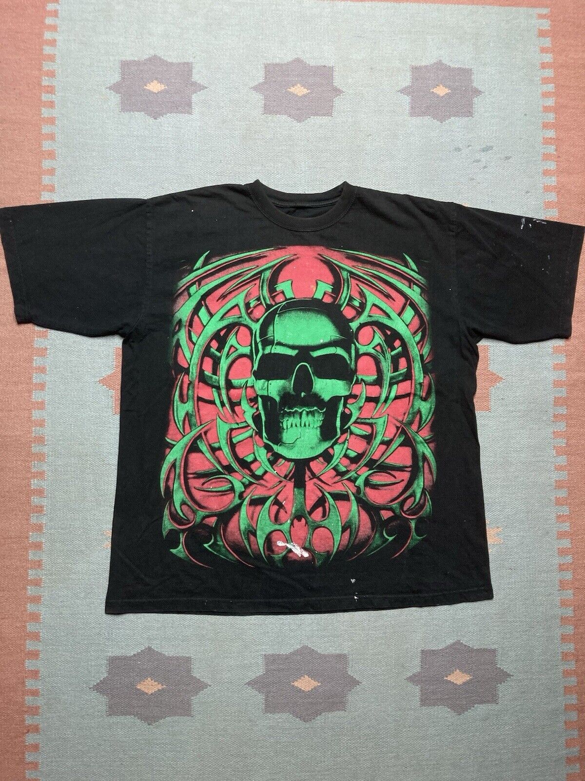 Vintage VTG 90s t shirt skull tribal grunge double sided skater XXL Size US XXL / EU 58 / 5 - 1 Thumbnail