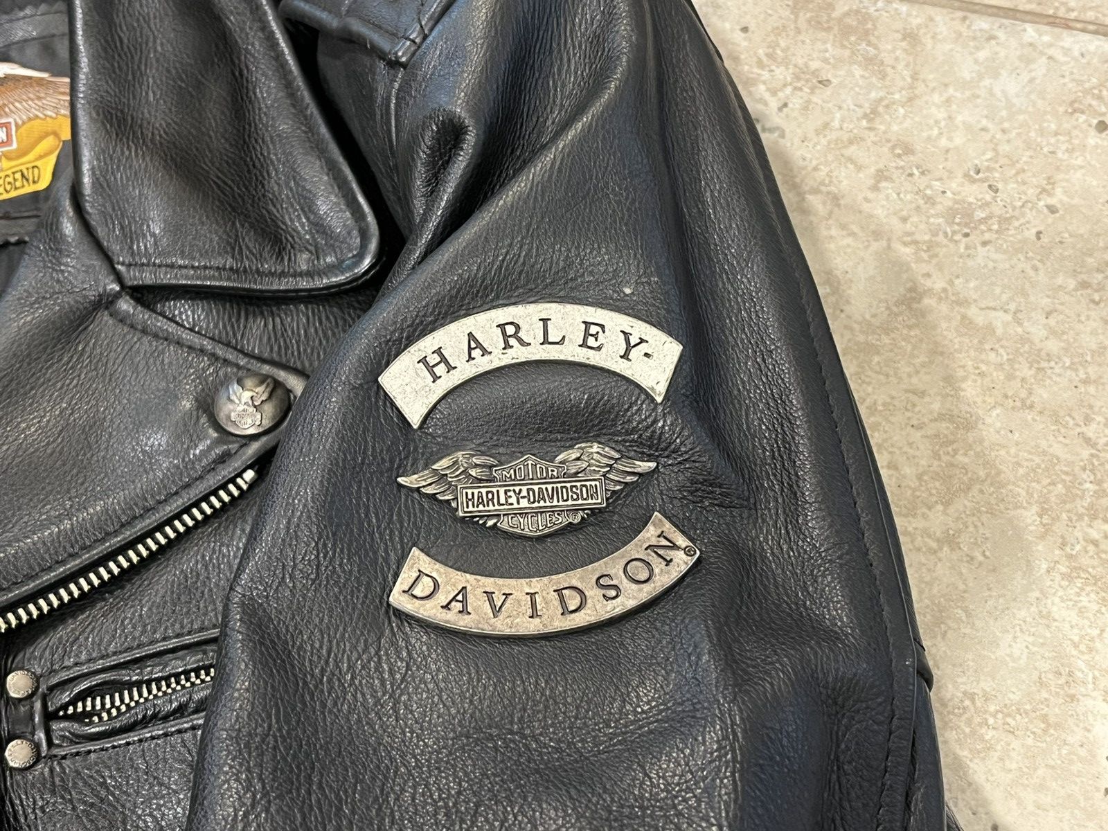Harley Davidson Harley Davidson EMBOSSED EAGLE Black Leather Jacket LOGO Size US L / EU 52-54 / 3 - 10 Thumbnail