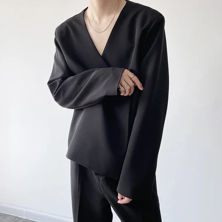 Japanese Brand × Vintage Korean fashion retro wrap blazer Size US L / EU 52-54 / 3 - 4 Thumbnail