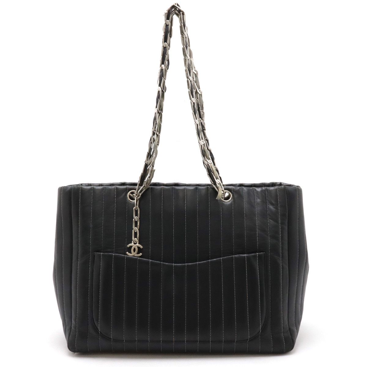 Chanel Chanel Leather New Mademoiselle Tote Bag Black Leather Tote Bag A30038, Women's