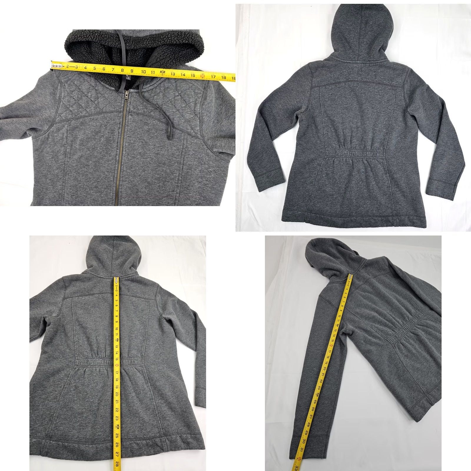 Eddie Bauer Eddie Bauer Hooded Sherpa Sweater Women XL Gray Quilted Shoulder Full Zip Hoodie Lined Pockets Size XL / US 12-14 / IT 48-50 - 8 Thumbnail