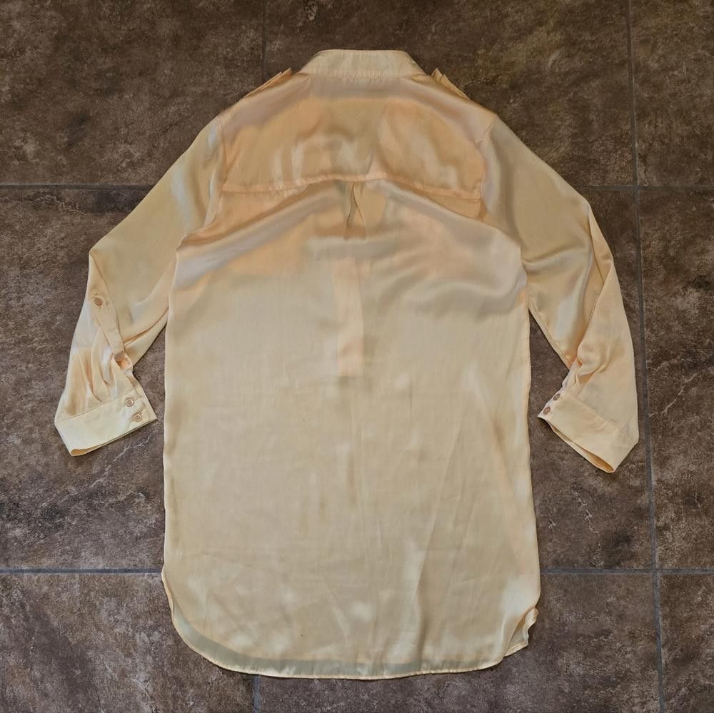 Designer Yellow Classic XTAREN Long Business Blouse Size M / US 6-8 / IT 42-44 - 2 Thumbnail