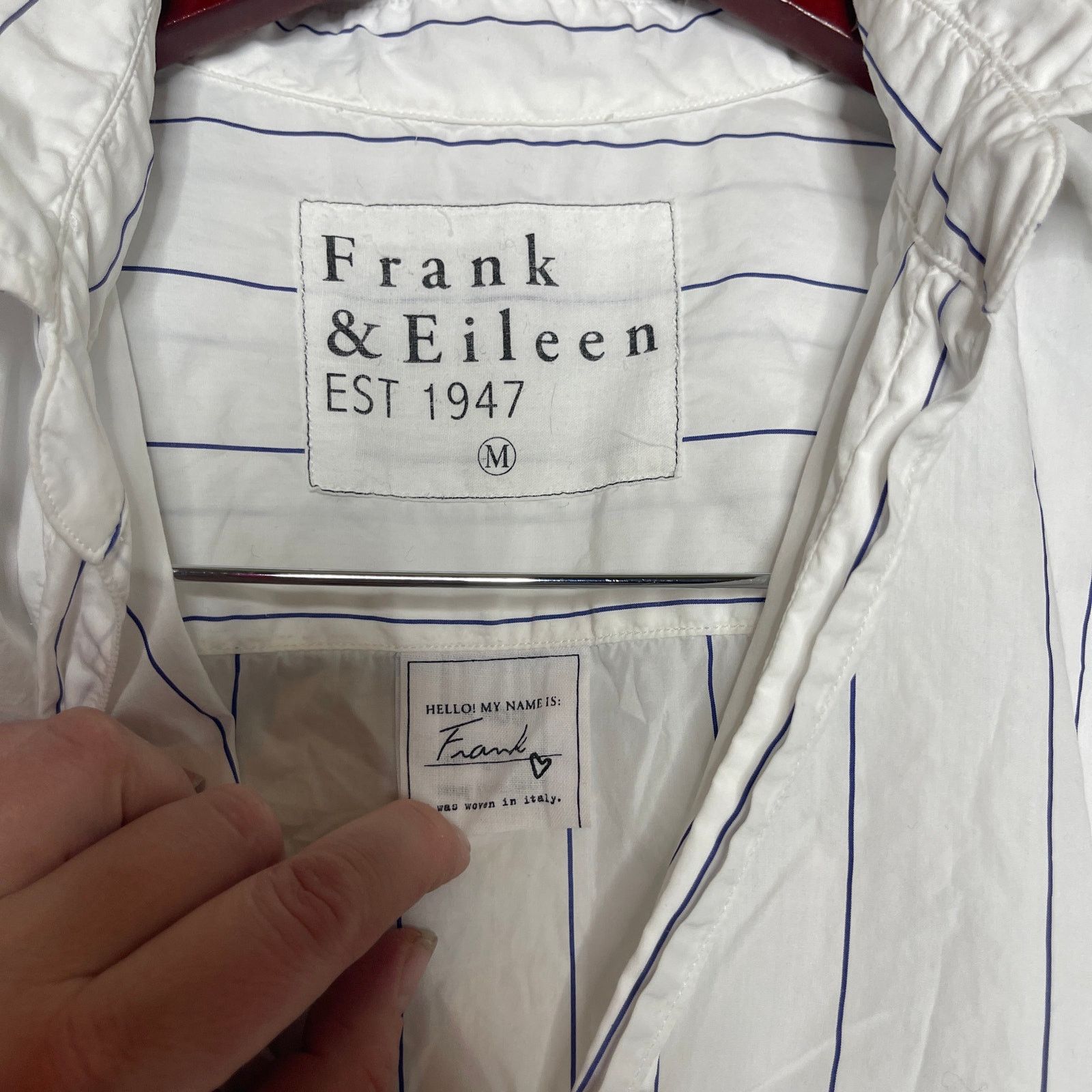 Frank & Eileen Frank & Eileen Frank Cotton Relaxed Shirt White/Blue Stripe Size M / US 6-8 / IT 42-44 - 2 Thumbnail