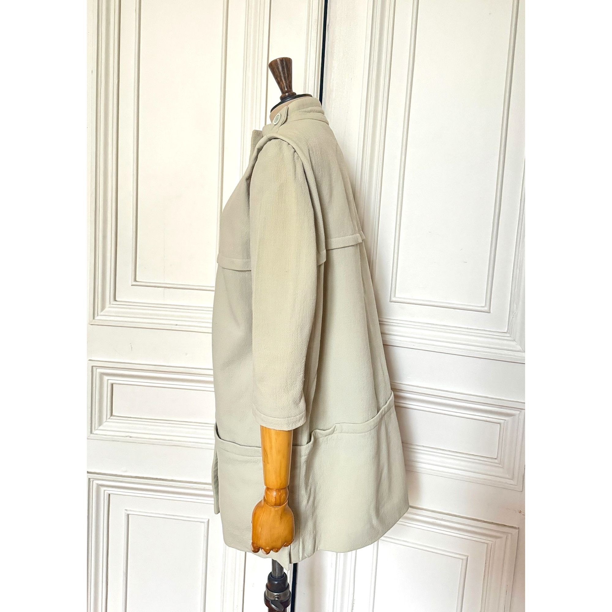 Courreges 1960s Beige-Grey Cotton Coat Size M / US 6-8 / IT 42-44 - 4 Thumbnail