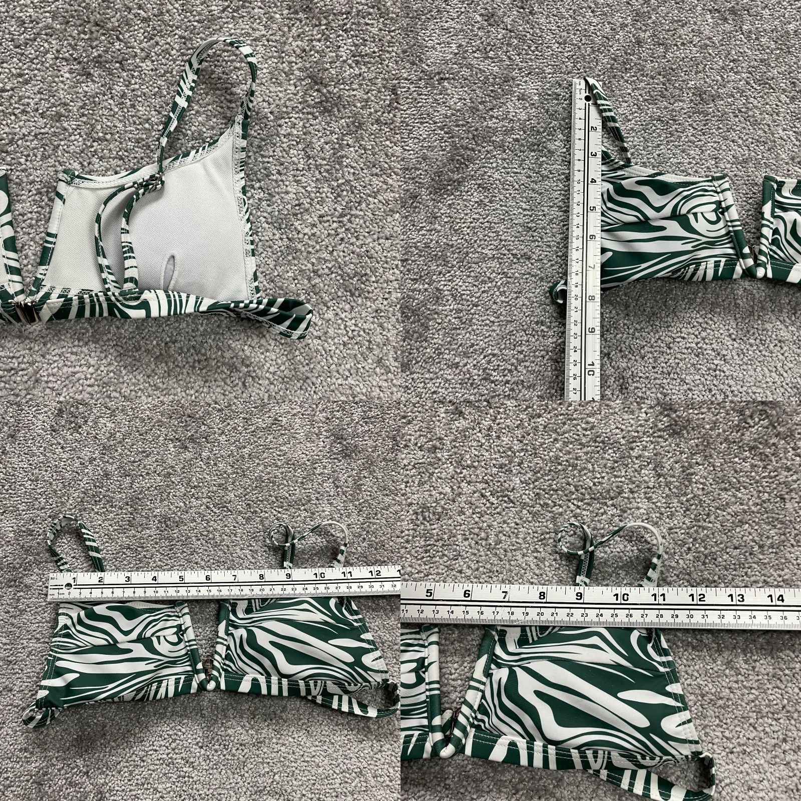 Vintage Unbranded Swimwear Bikini Top Green White Abstract Spaghetti Beach 22" Top Womens Size 3XL / US 20-22 - 8 Thumbnail