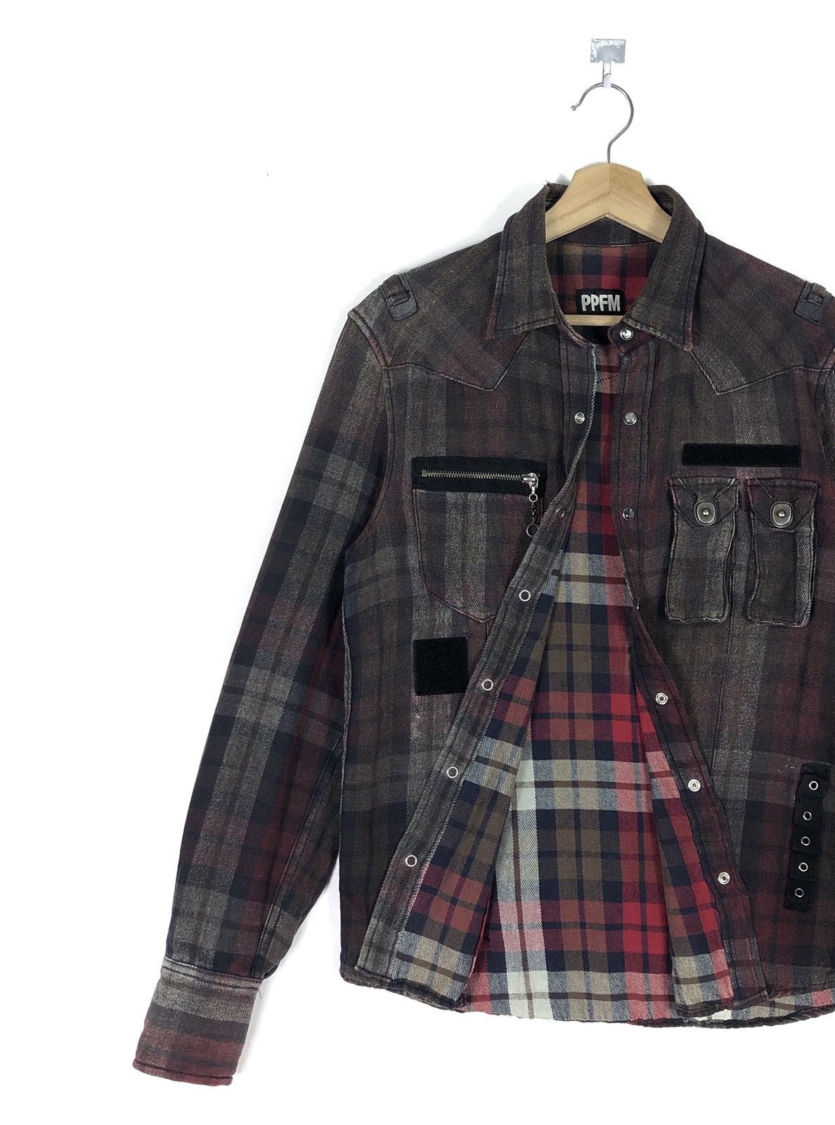 PPFM RARE🔥PPFM WESTERN PUNK CARGO BUTTON FLANNEL SHIRT JACKET Size US M / EU 48-50 / 2 - 6 Thumbnail