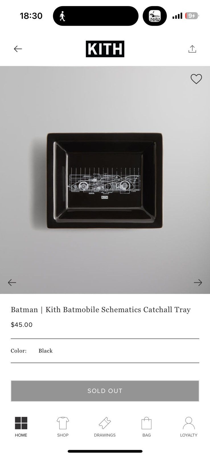 Batman | Kith 1989 Symbol Catchall Tray - Black