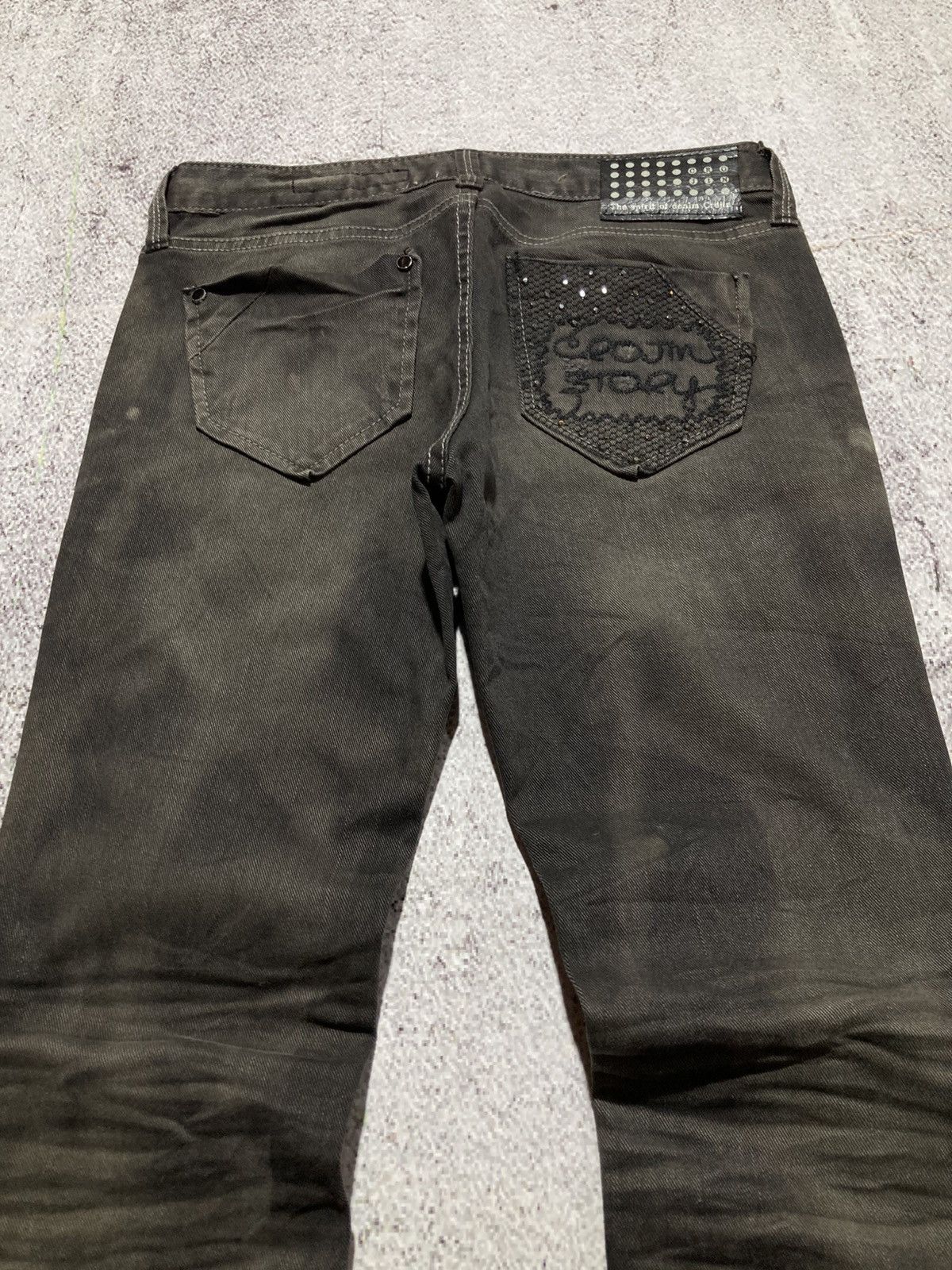 Japanese Brand 2000s Crown Denim Ripped Clawmark Denim Jeans Punk Gothic Size US 27 - 3 Thumbnail