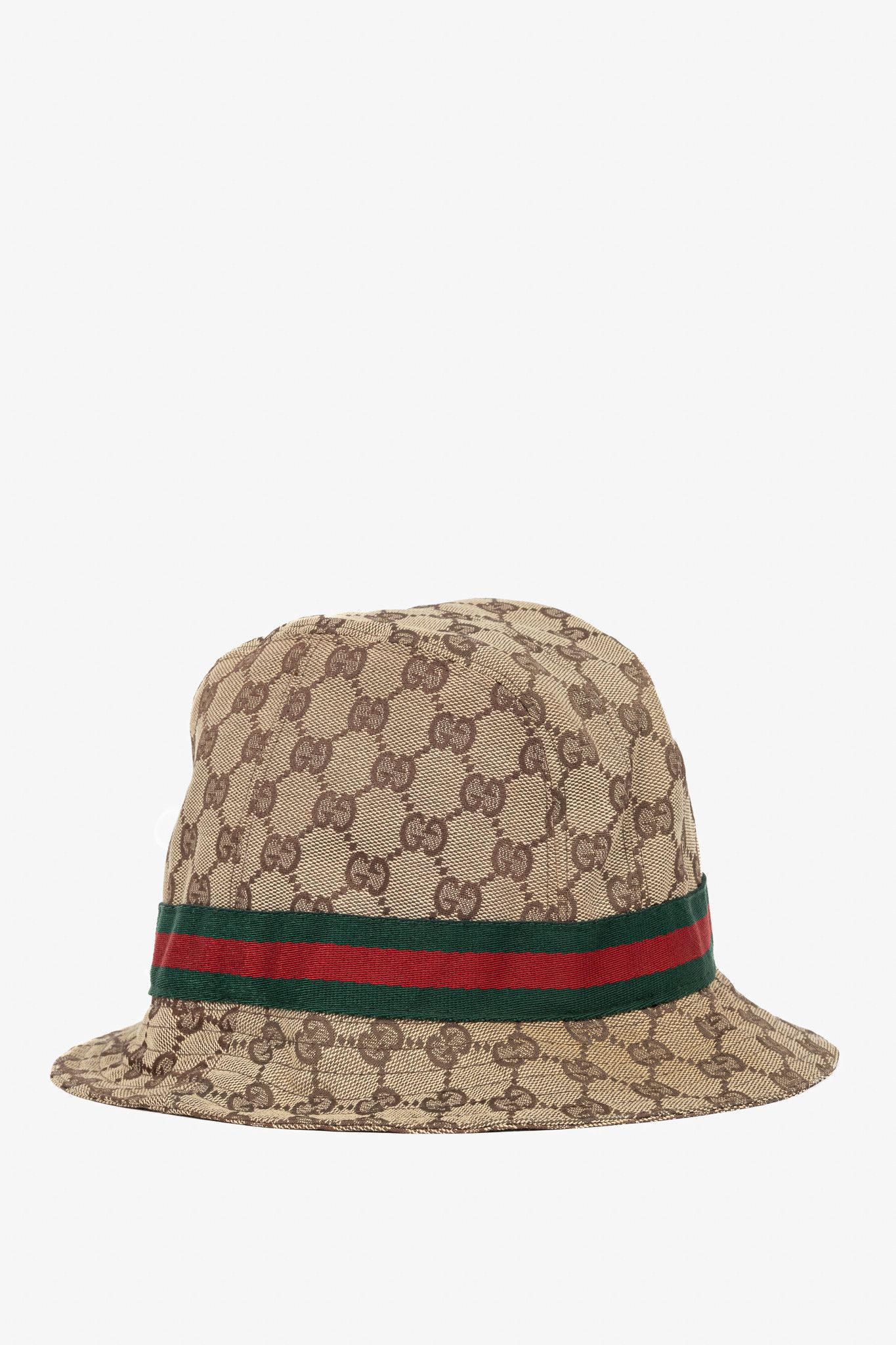Gucci Gucci Beige & Ebony GG Canvas Web Bucket Hat Size ONE SIZE - 1 Thumbnail