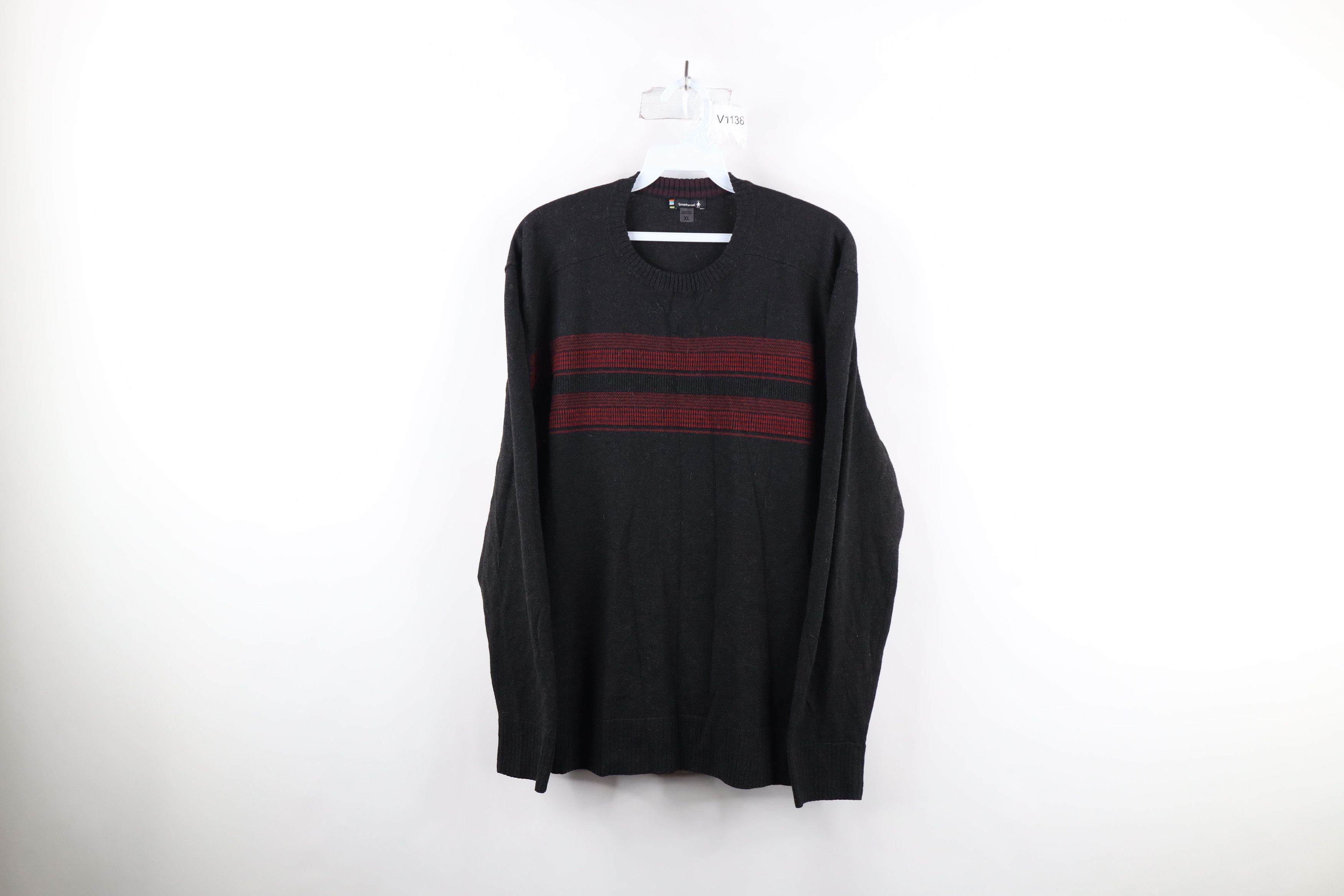 image of Smart Wool x Vintage Smartwool Knit Striped Sparwood Crewneck Sweater Dark Gray, Men's (Size XL)