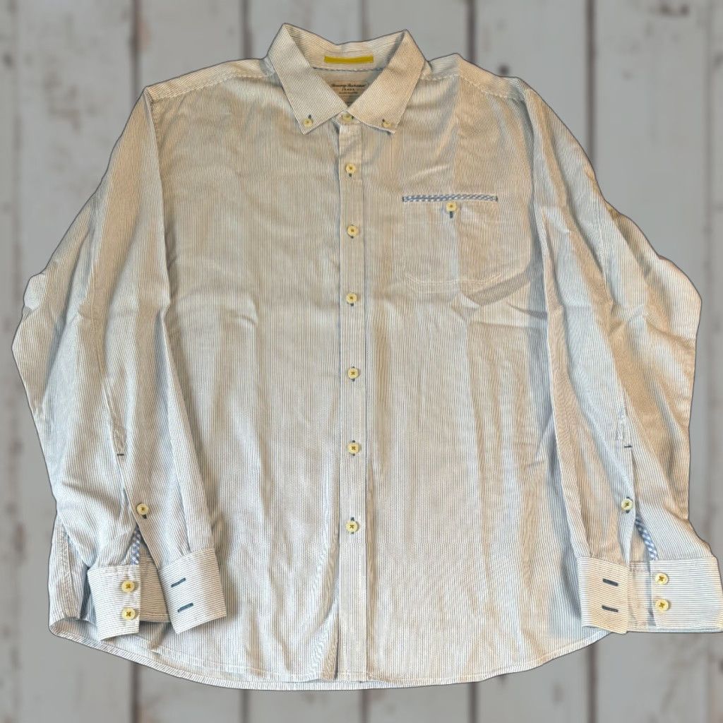 Tommy Bahama VINTAGE Tommy Bahama Long Sleeve Button-Down Shirt XL Blue White Striped Shirt Size US XL / EU 56 / 4 - 1 Thumbnail