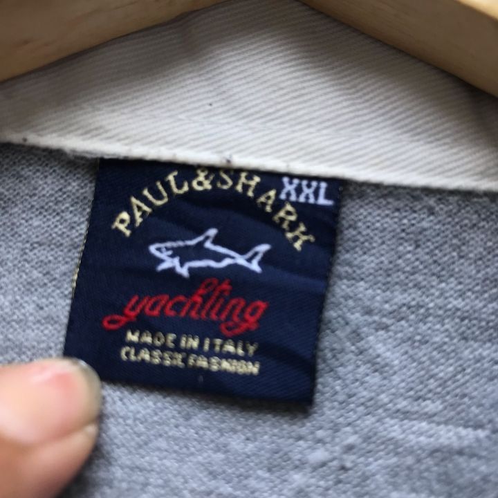 Paul & Shark × Vintage Paul and Shark Yachting Rugby Grey Polo Shirt black stripe Size US XXL / EU 58 / 5 - 5 Thumbnail