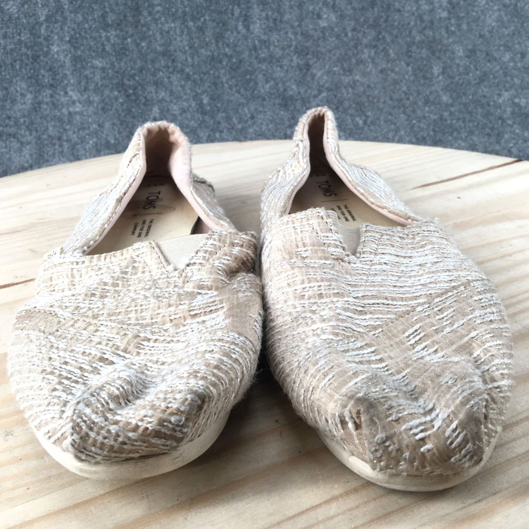 Toms TOMS Alpargata Slip On Loafer Flats Casual Beige Fabric Low Top Womens 9.5 Size L / US 10 / IT 46 - 7 Thumbnail