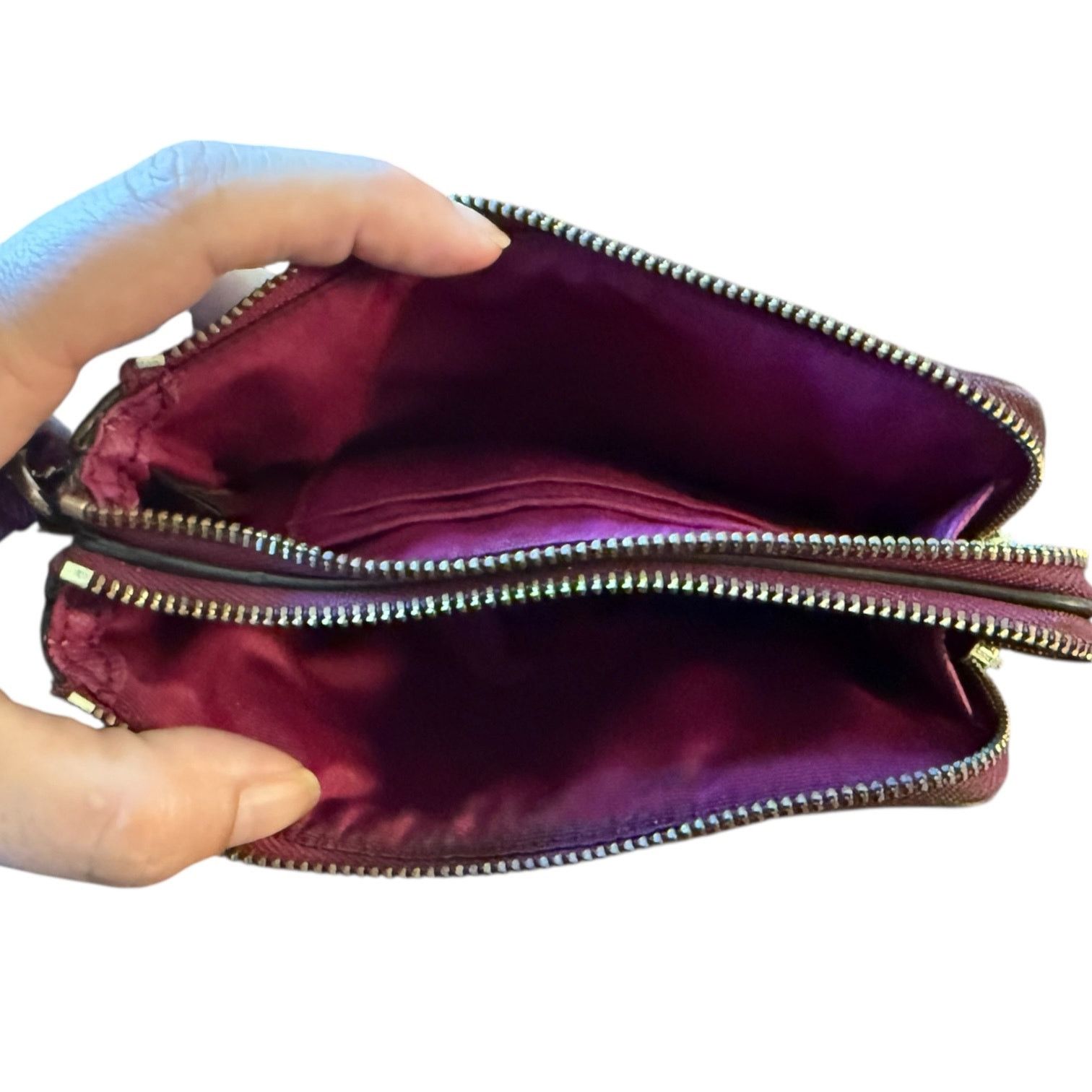 Coach Coach Double Zip Brown & Fuchsia Wristlet Wallet Size ONE SIZE - 8 Thumbnail