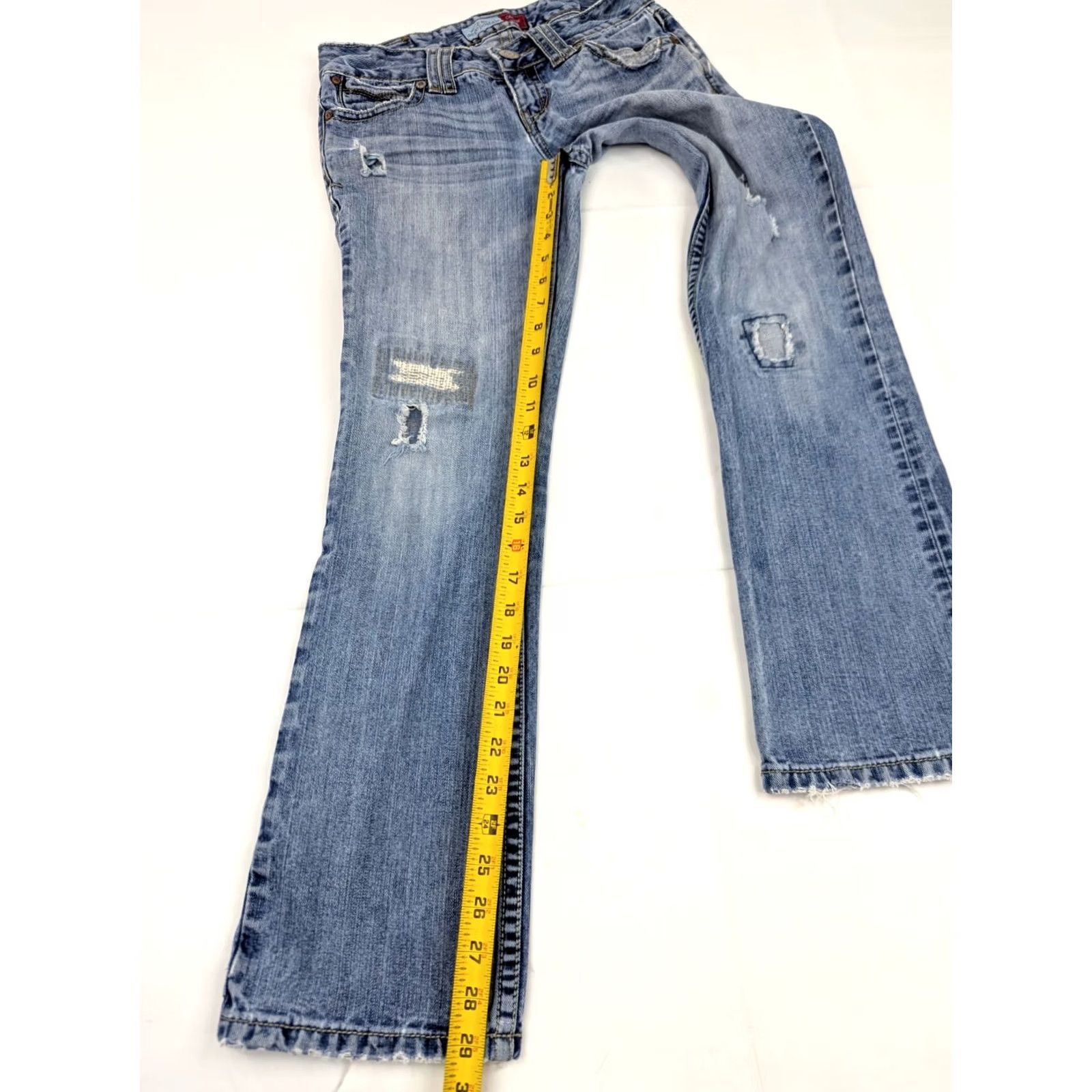 Aeropostale Aeropostale Chelsea Skinny Bootcut Jeans Women 1/2 Short 29x29 Blue Distressed Size 25" / US 0 / IT 36 - 3 Thumbnail
