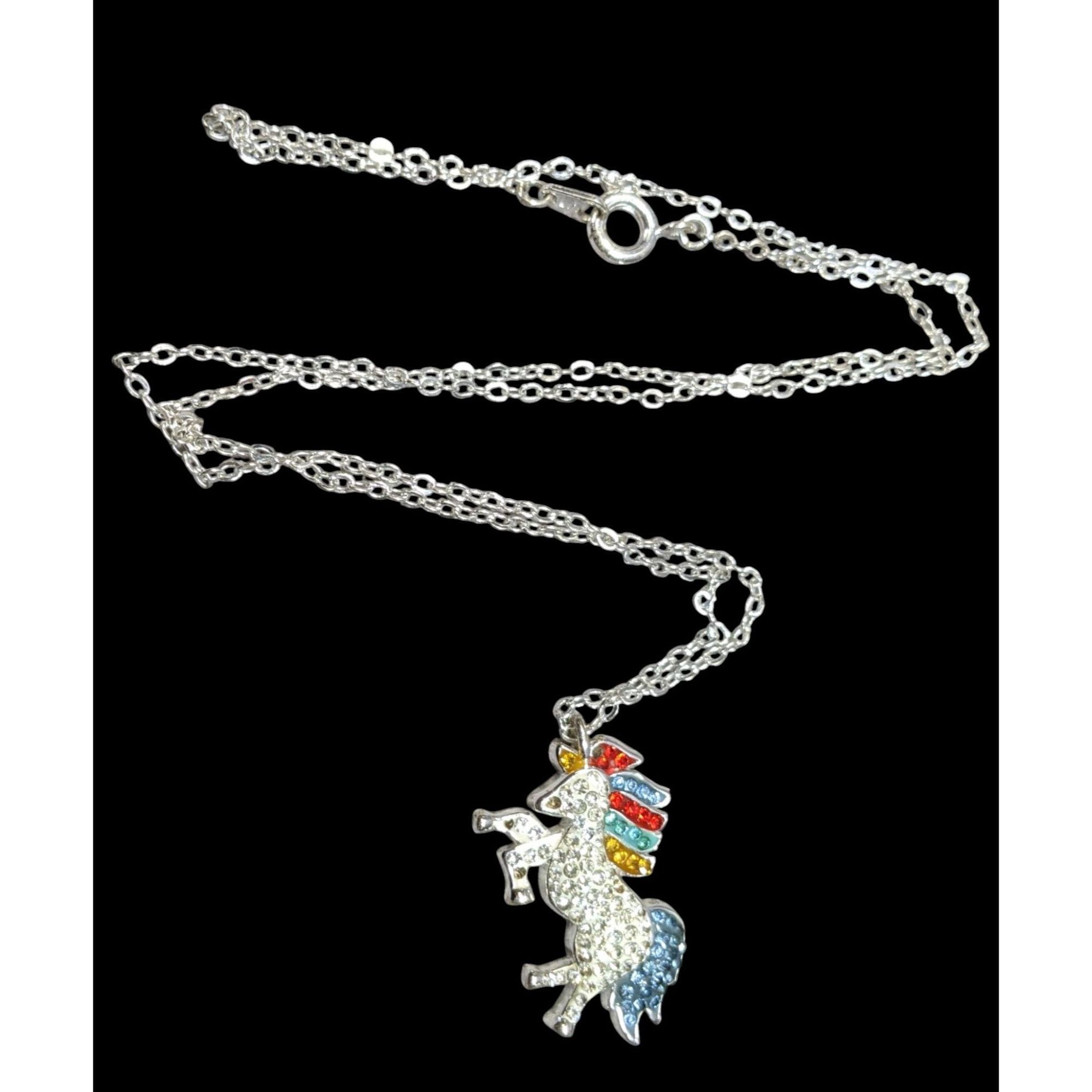 Other LA Gem And Jewelry Designs Rainbow Rhinestone Unicorn Neckla Size ONE SIZE - 1 Thumbnail