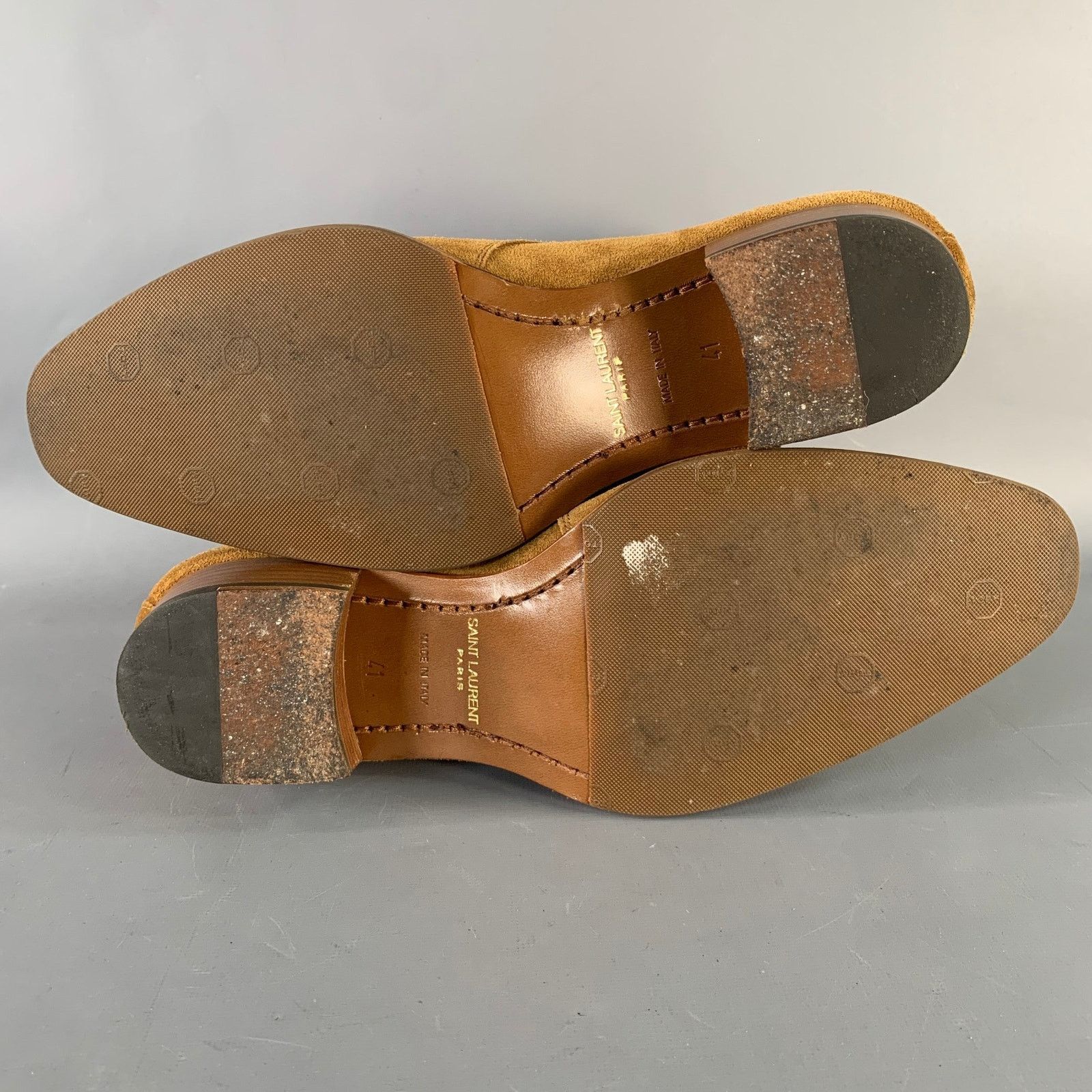 Saint Laurent Paris Size 8 Hedi Strap Tan Silver Suede Western Buckle Boots Size US 8 / EU 41 - 7 Thumbnail