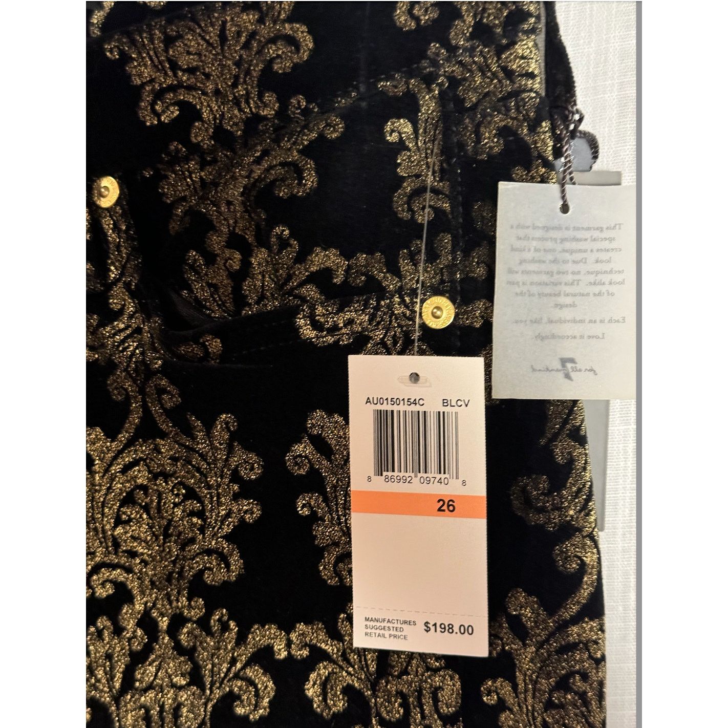 7 For All Mankind NWT Seven7 For All Mankind Brocade Black Gold Pants Holiday Size 26" / US 2 / IT 38 - 5 Thumbnail