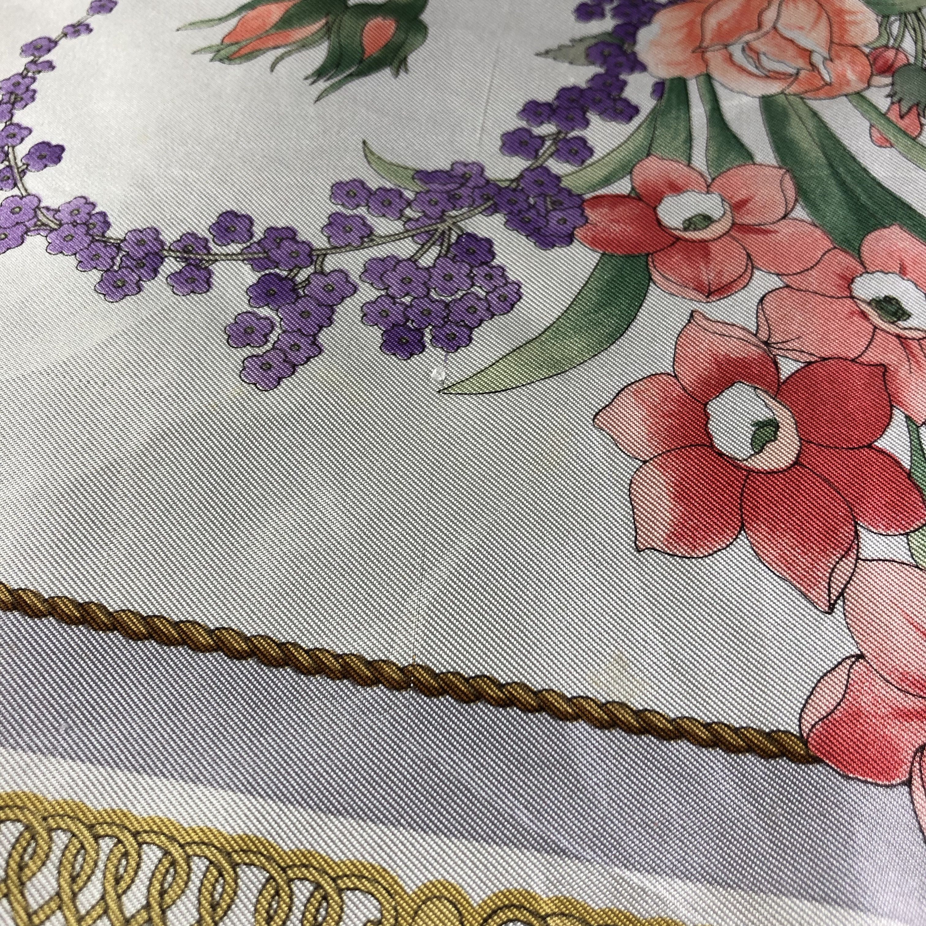 Japanese Brand Dessin Musee Luxury Floral Silk Scarf M598 Size ONE SIZE - 5 Thumbnail
