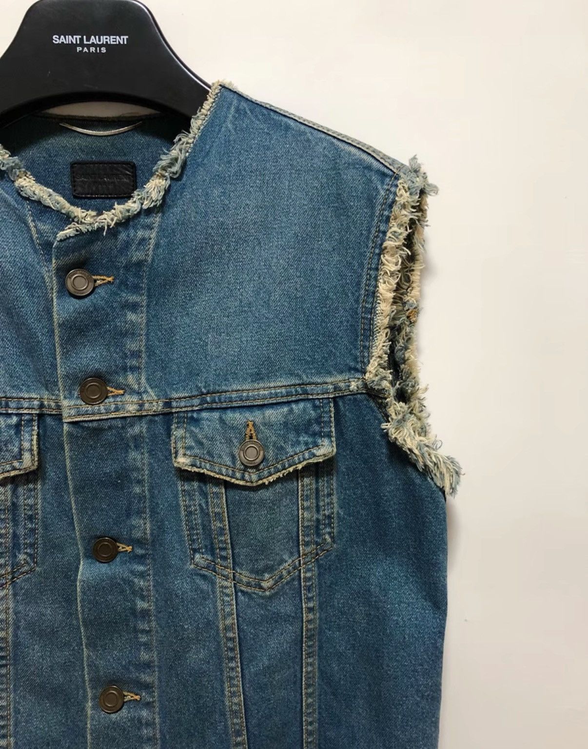 Saint Laurent Paris Saint Laurent 15SS Distressed Frayed Denim Vest / Jacket Size US S / EU 44-46 / 1 - 3 Thumbnail