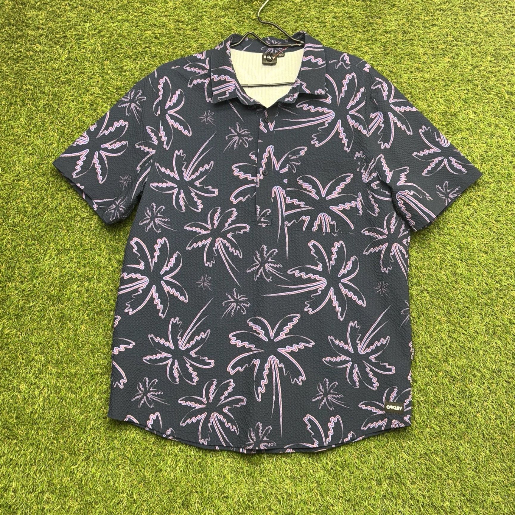 Oakley Oakley Polo Shirt Mens Large Purple Tropical Seersucker Stretch Beach Casual Shirt Size US L / EU 52-54 / 3 - 2 Thumbnail