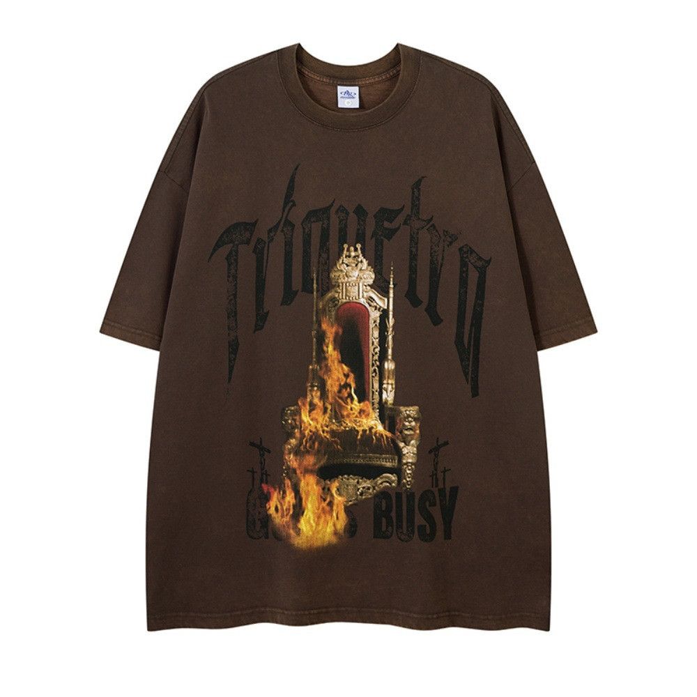 Japanese Brand × Vintage Flame letter cotton casual round neck distressed t-shirt Size US M / EU 48-50 / 2 - 1 Thumbnail