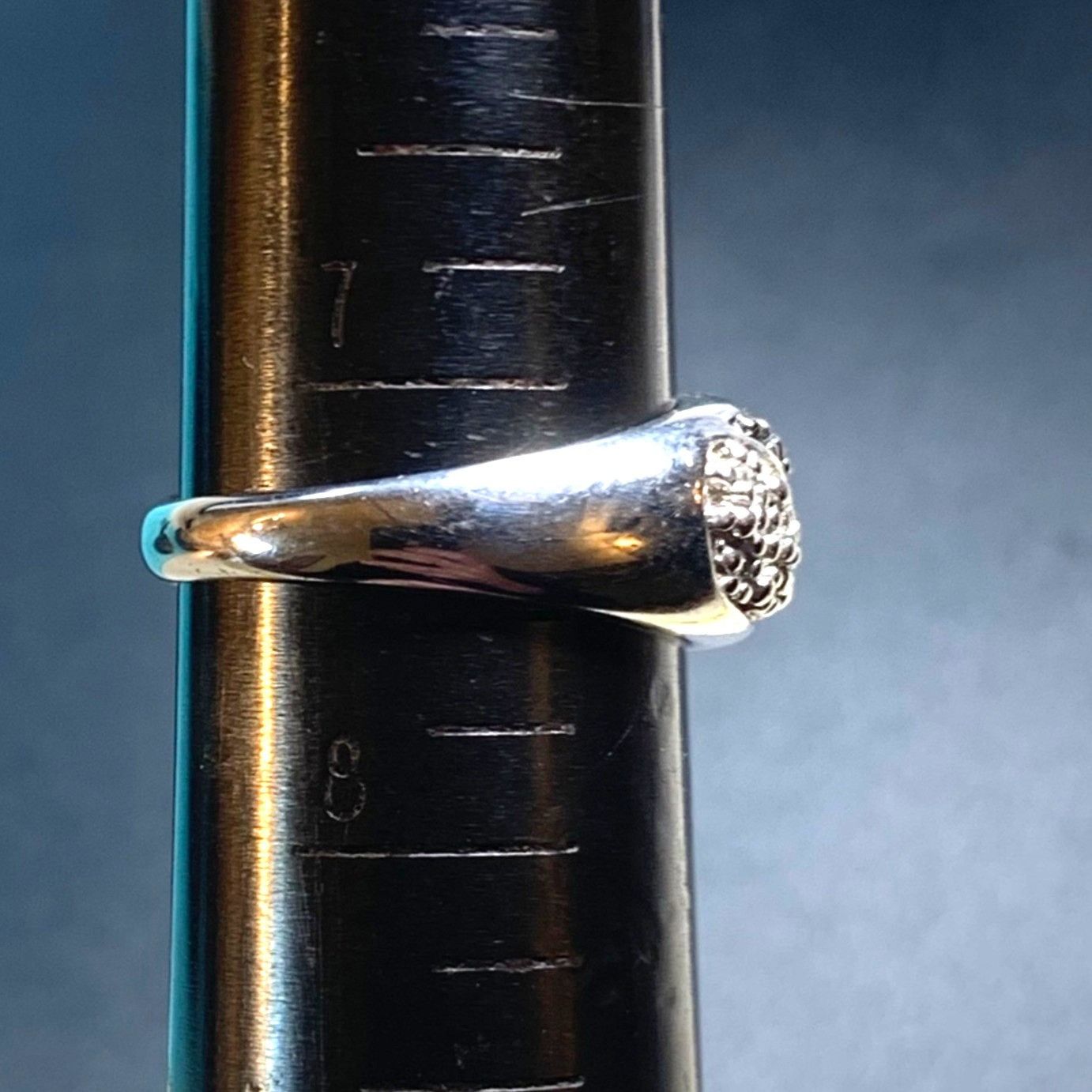 Vintage Sterling Silver 925 Black & White CZ Pave Set Tapered Domed Size ONE SIZE - 8 Thumbnail