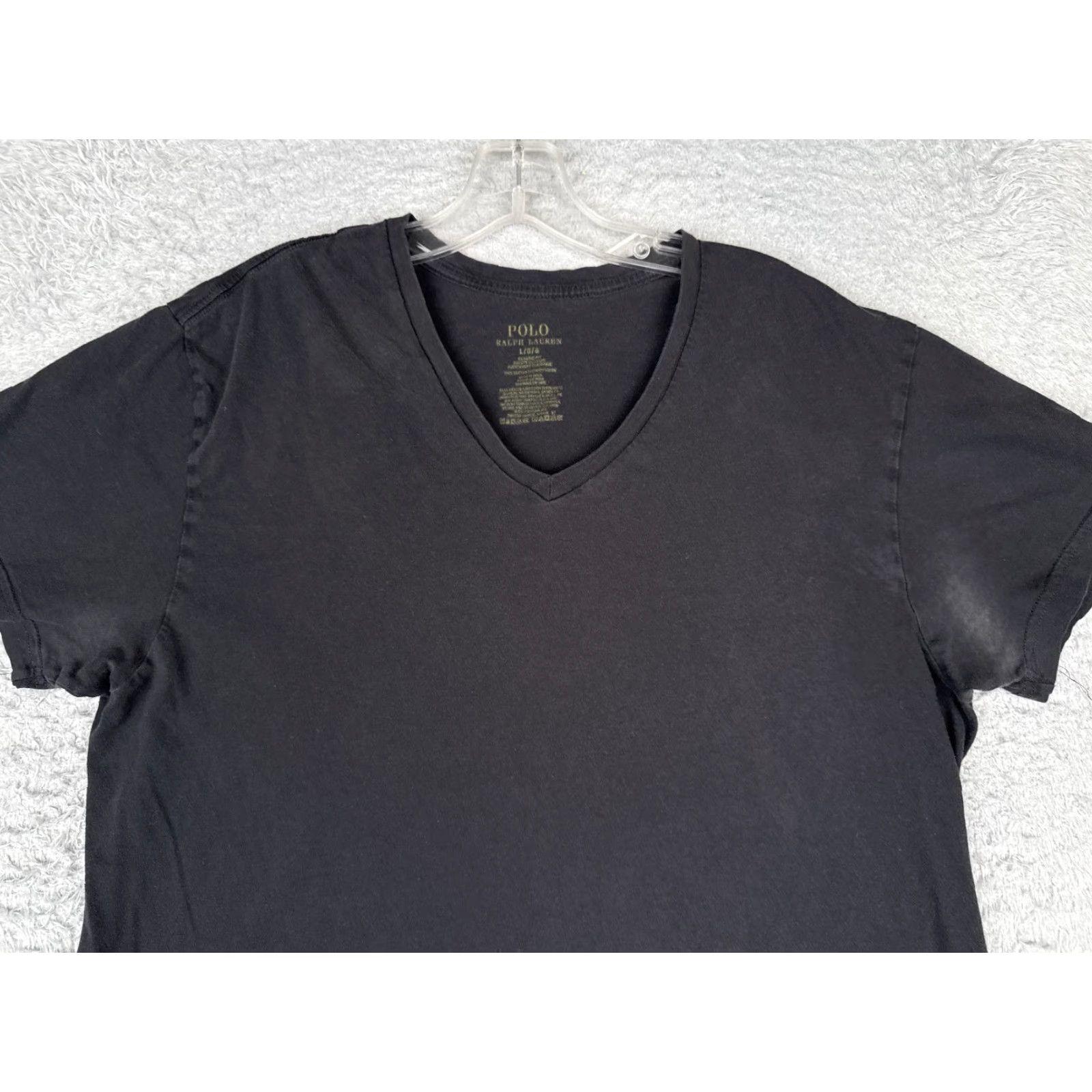 Ralph Lauren Polo Ralph Lauren Shirt Adult Large Black 100% Cotton V-Neck Short Sleeve Size US L / EU 52-54 / 3 - 4 Thumbnail