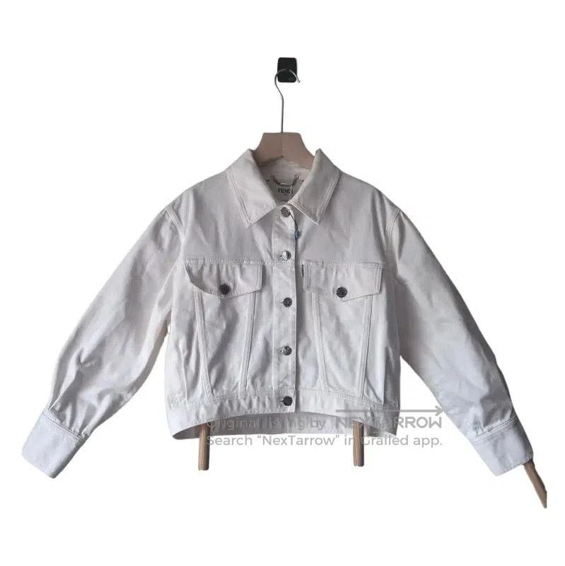 Fendi Fendi Spring Autumn White Cotton Logo Jacket . Size M / US 6-8 / IT 42-44 - 1 Thumbnail