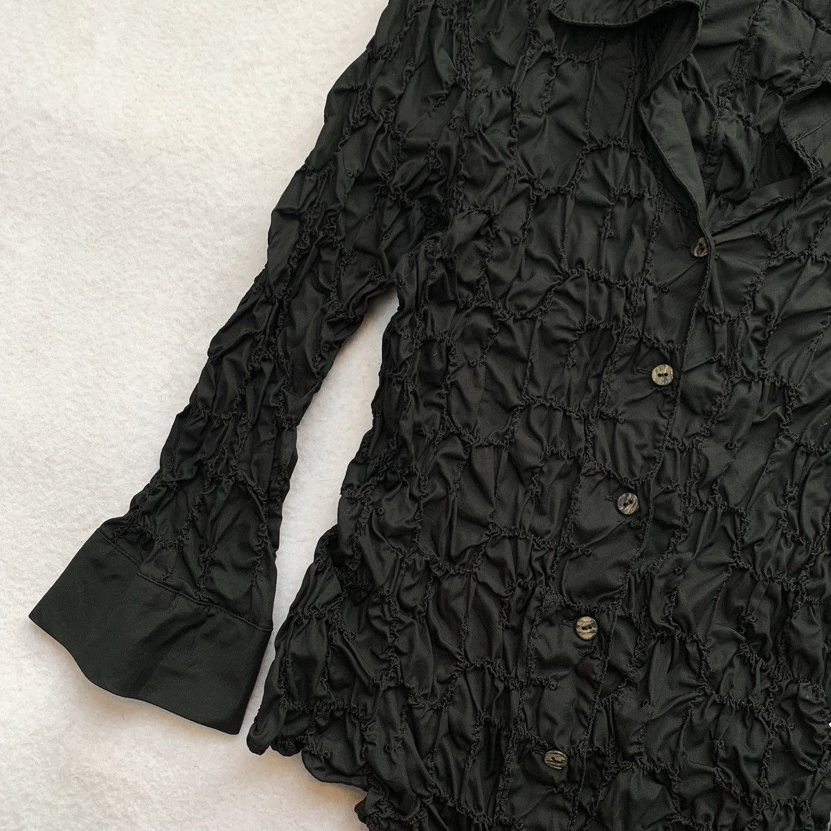 Other 1980s Hiroko Koshino Crinkled Textured Smock Shirt Size M / US 6-8 / IT 42-44 - 4 Thumbnail