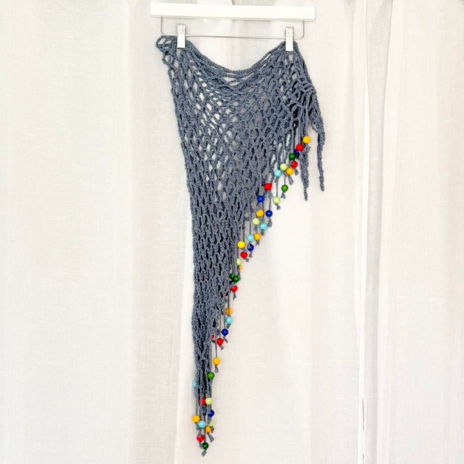 Handmade handmade crochet beaded mesh hip scarf wrap Size ONE SIZE - 4 Thumbnail
