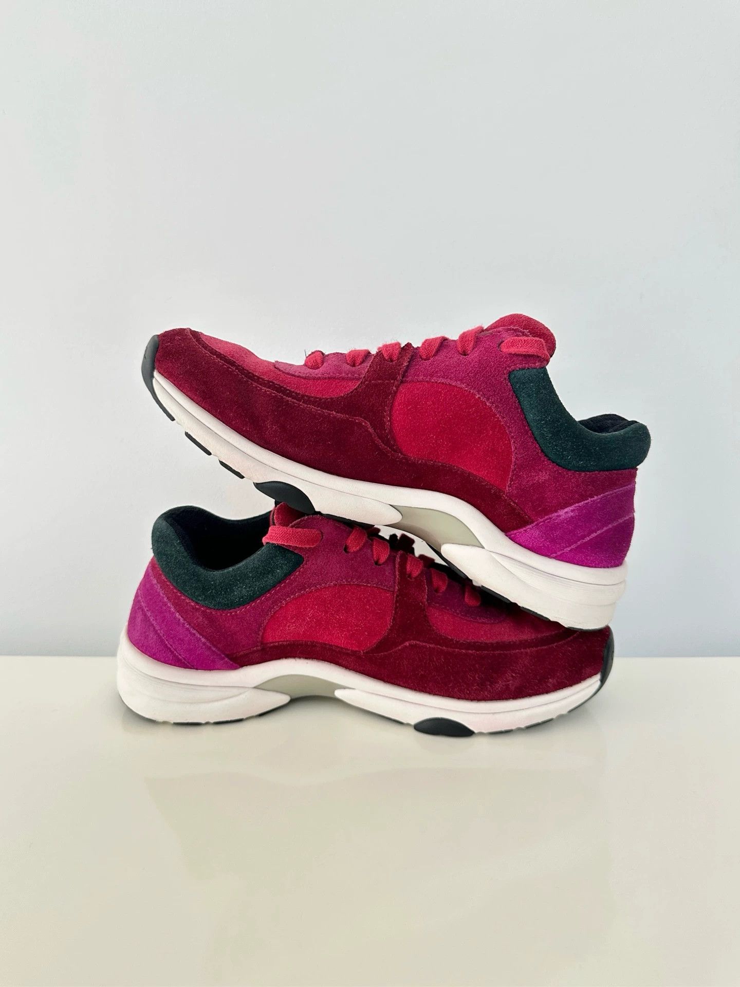 Chanel CHANEL round-toe lace-up low-top wmn burgundy Size US 5 / IT 35 - 4 Thumbnail