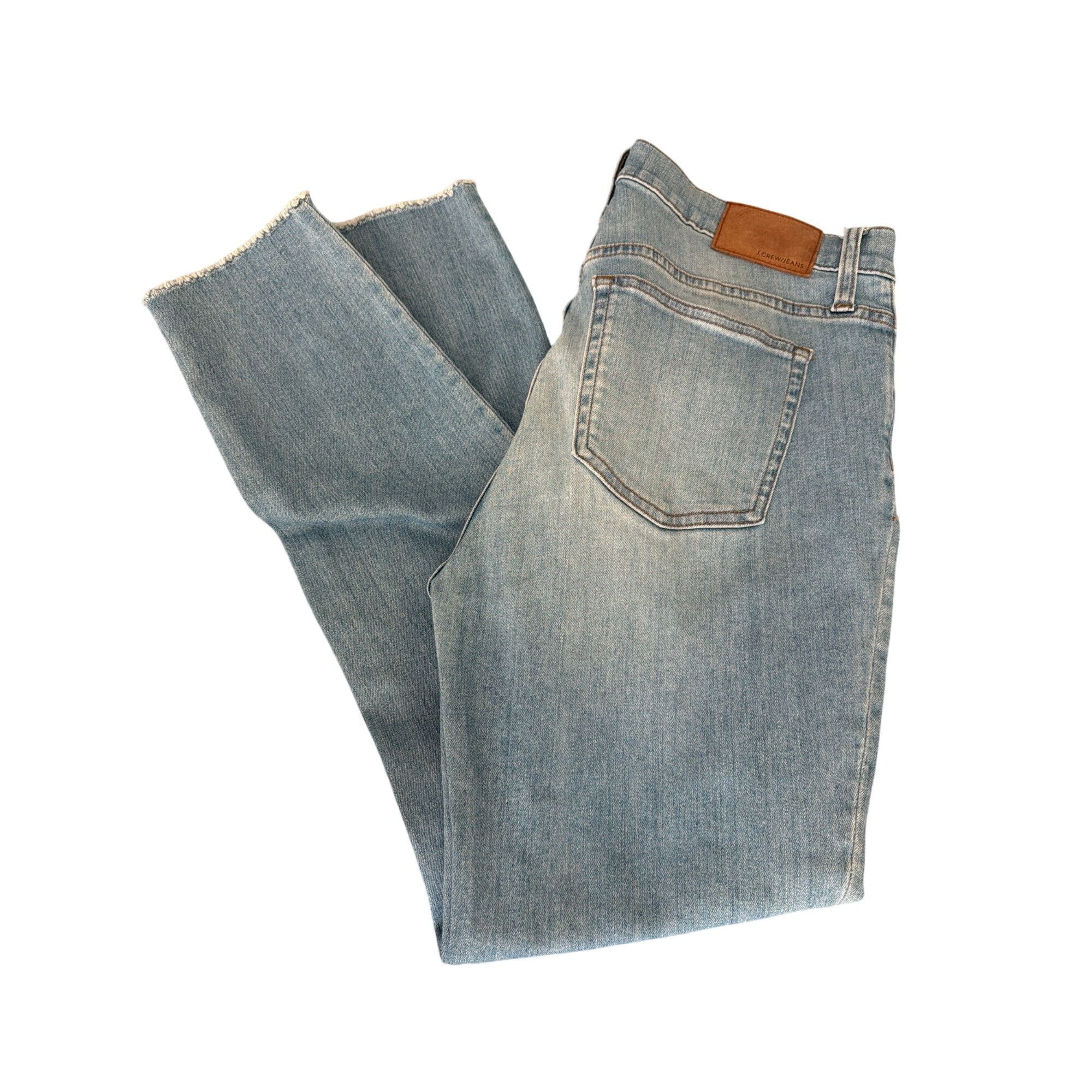 J.Crew J.Crew 9" High Rise Toothpick Jeans Blue Light Wash Raw Hem Size 29" - 4 Thumbnail
