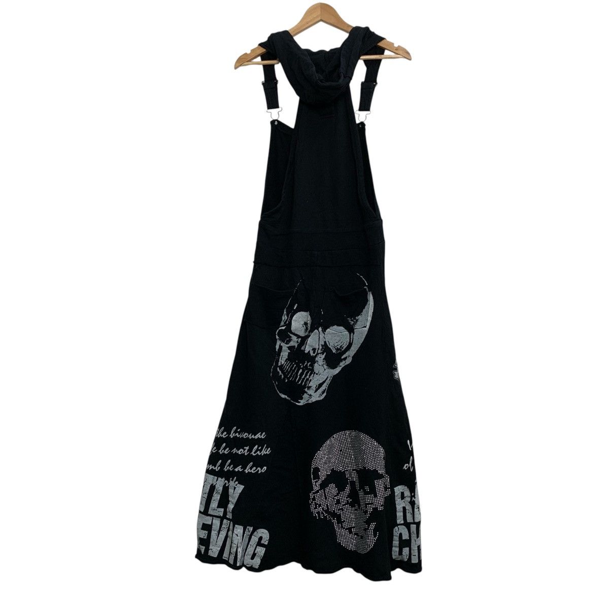 Japanese Brand M.K.R Gothic Skull Print Hooded Overall Dress Size XS / US 0-2 / IT 36-38 - 2 Thumbnail