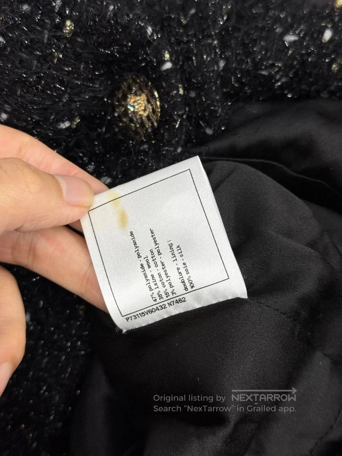 Chanel Chanel Black Silver Shimmer Mid-Length Coat. Size US M / EU 48-50 / 2 - 7 Thumbnail