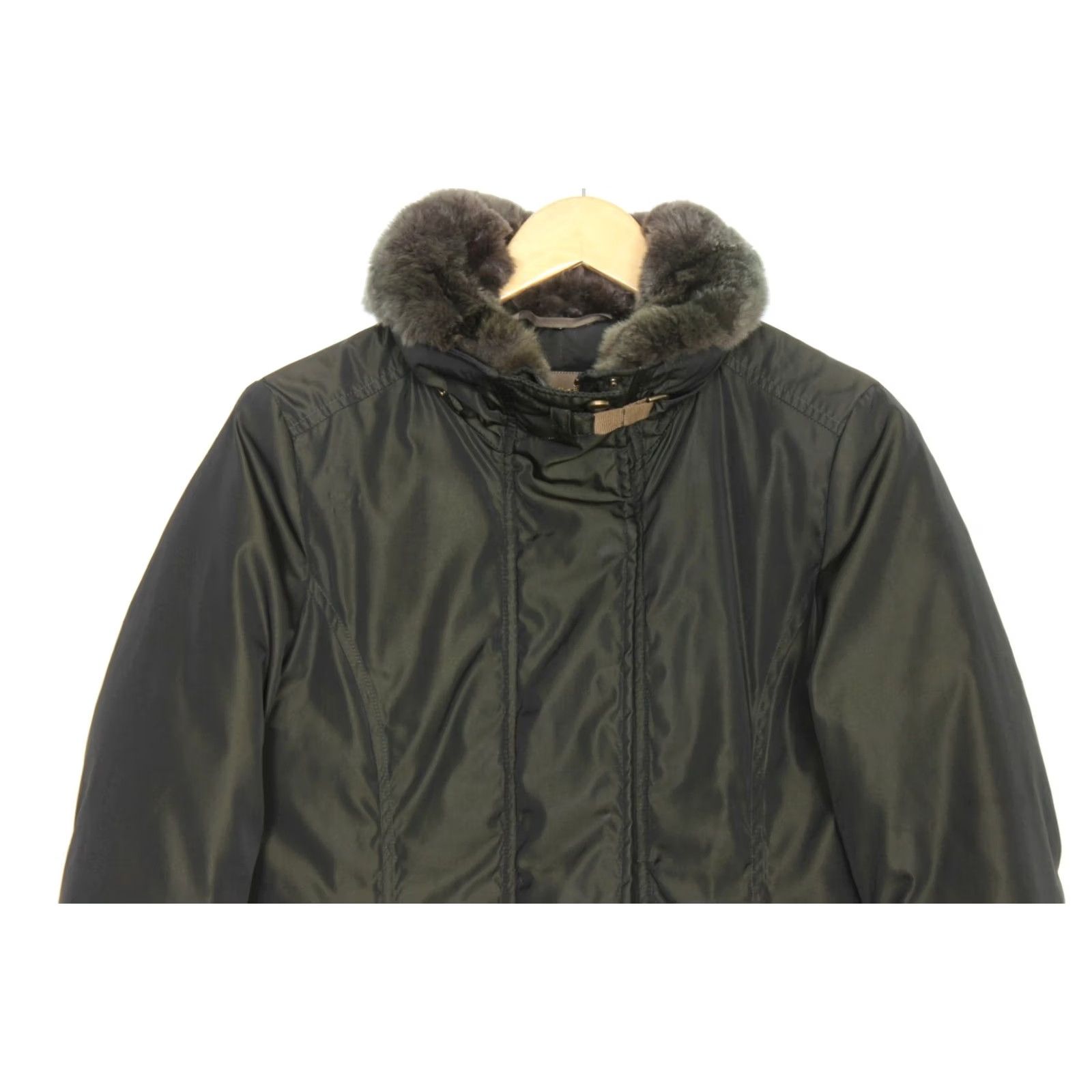 Max Mara VINTAGE MAX MARA WEEKEND Velvet Down Jacket Women UK 10 EU 38 Fur Trim Dark Khaki Jacket Women's Size UK 10 EU 38 Size L / US 10 / IT 46 - 3 Thumbnail