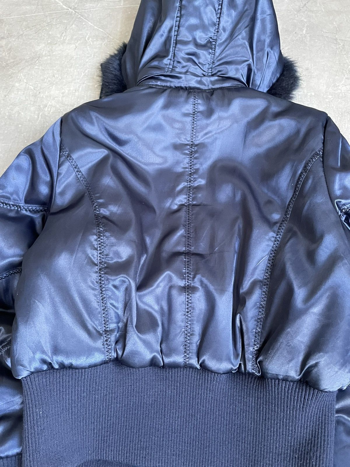 Le Grande Bleu (L.G.B.) Hype rick owens style fur hood bomber jacket archive 2000s Size US S / EU 44-46 / 1 - 12 Thumbnail