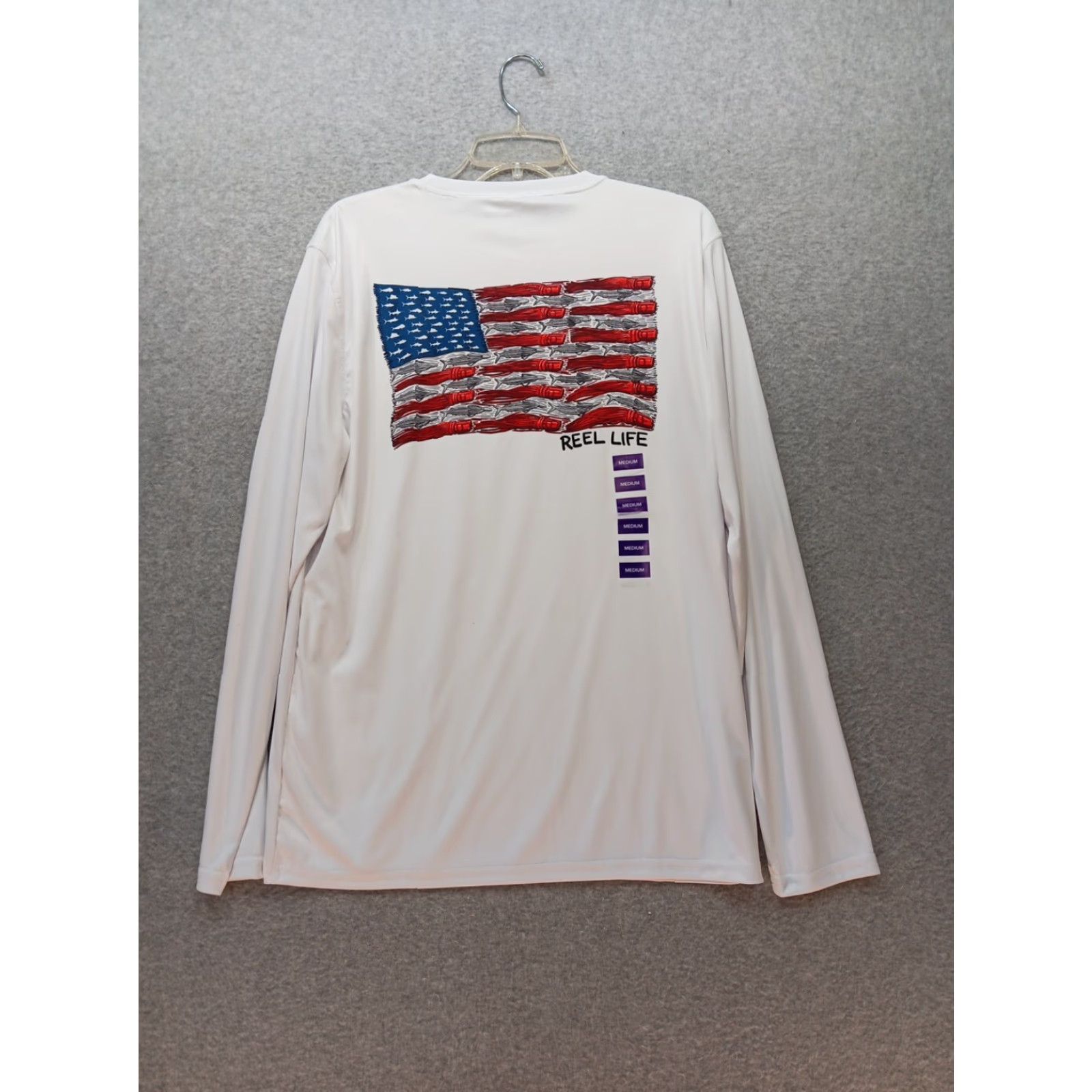 Alife NWT Reel Life Men's Long Sleeve Jax Beach UV Protective Shirt SZ M American Flag Shirt Size US M / EU 48-50 / 2 - 7 Thumbnail