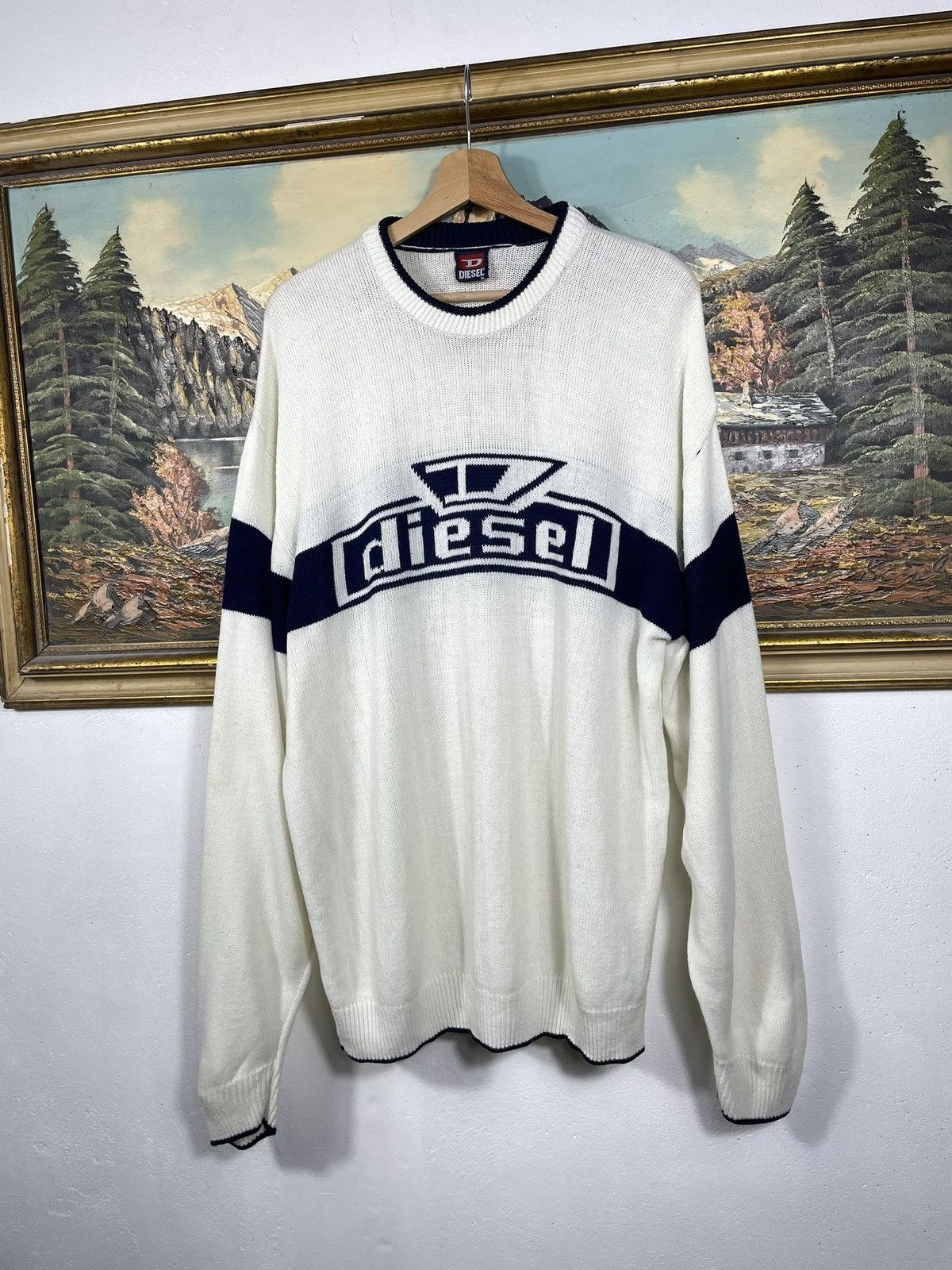 Diesel × Japanese Brand × Vintage Diesel Retro 00s Avant Garde Cyber Loose Boxy Jumper Pull Size US XL / EU 56 / 4 - 3 Thumbnail