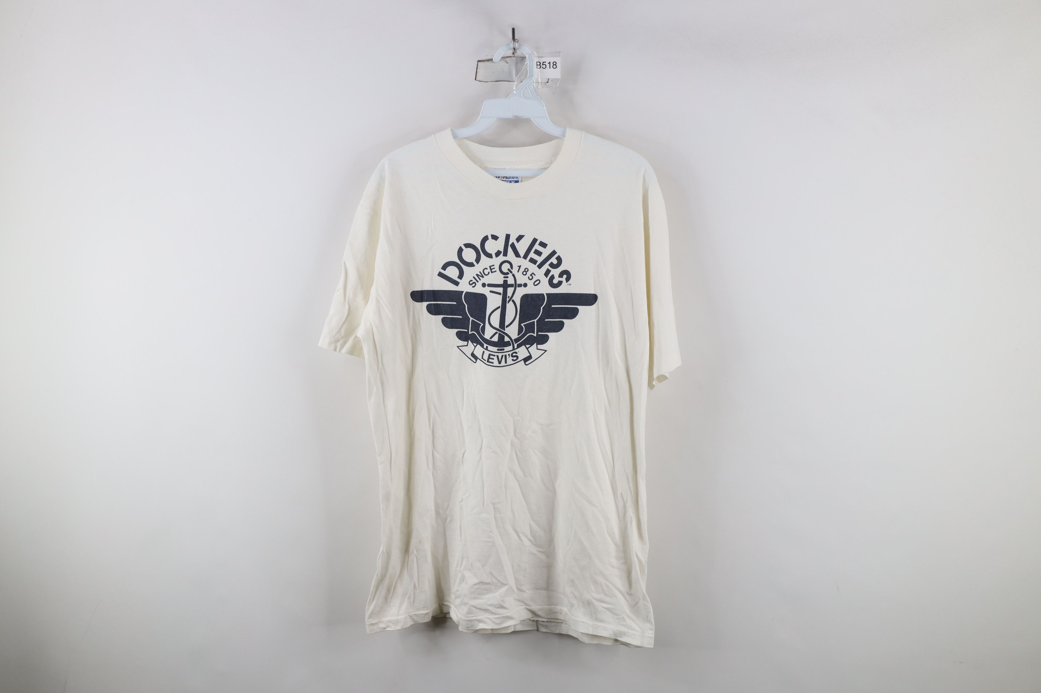 Vintage Vintage 80s 90s Dockers x Levis Big Logo T-Shirt White USA Size US L / EU 52-54 / 3 - 1 Thumbnail