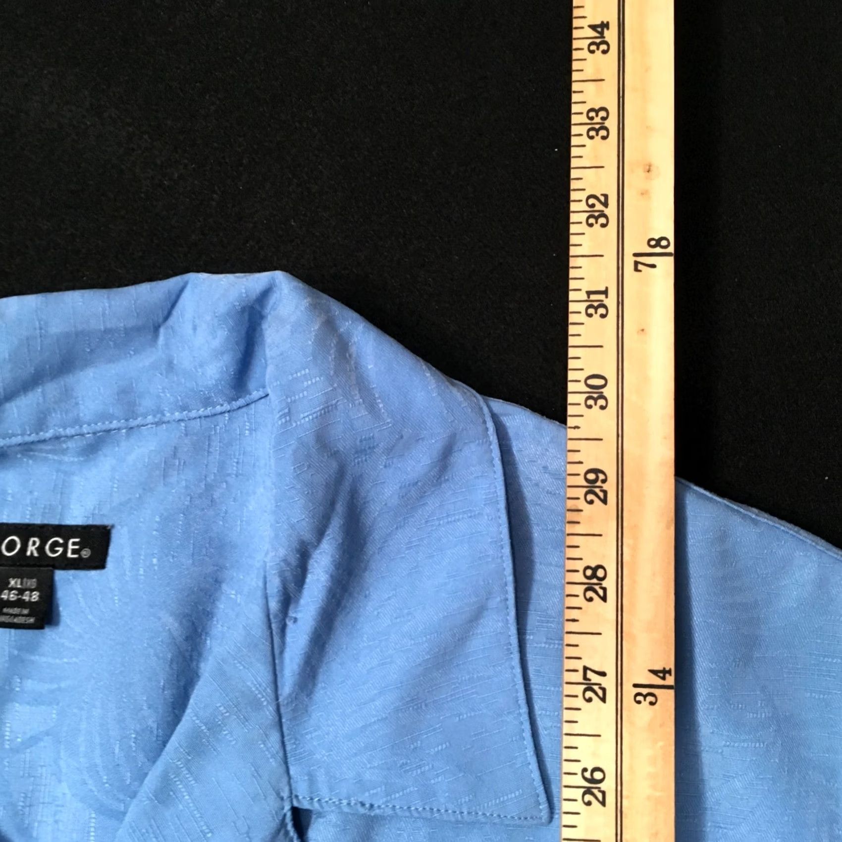 George George Shirt Button-Down Short Sleeve Sky Blue XL Adult Regular Size Blue Plaid Casual Business Men's Shirt Size US XL / EU 56 / 4 - 6 Thumbnail