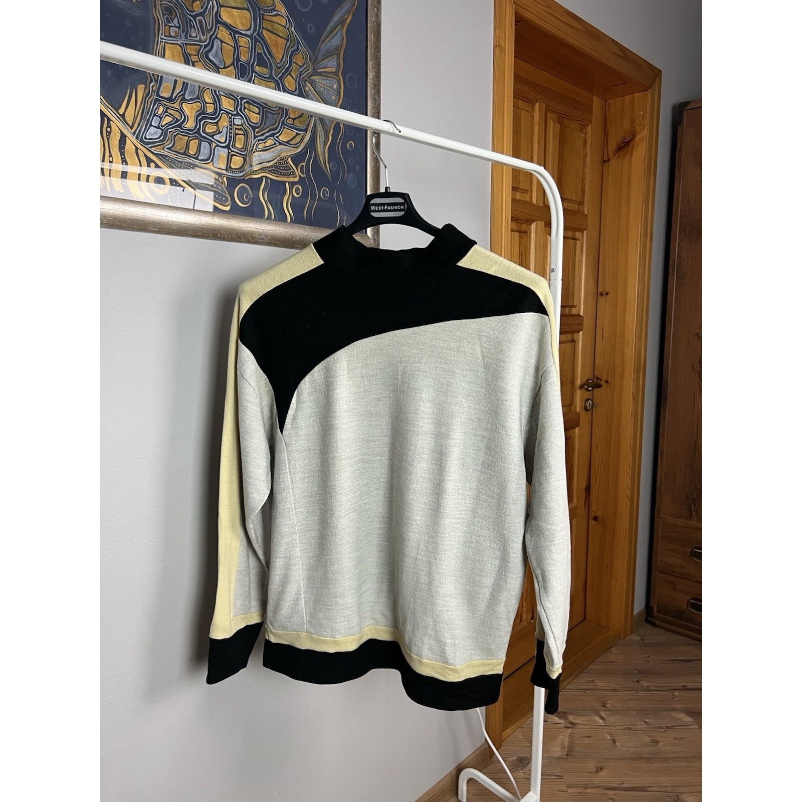 Helmut Lang Helmut Lang Women`s Beige Multicolor Wool High Neck Sweater Size L / US 10 / IT 46 - 3 Thumbnail